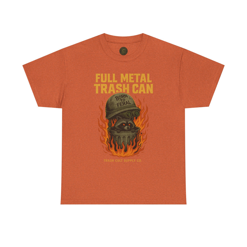 Full Metal Trash Can T-Shirt – Born to Feral Raccoon Graphic | Trash Cult Supply Co. | Gildan 5000 Tee
