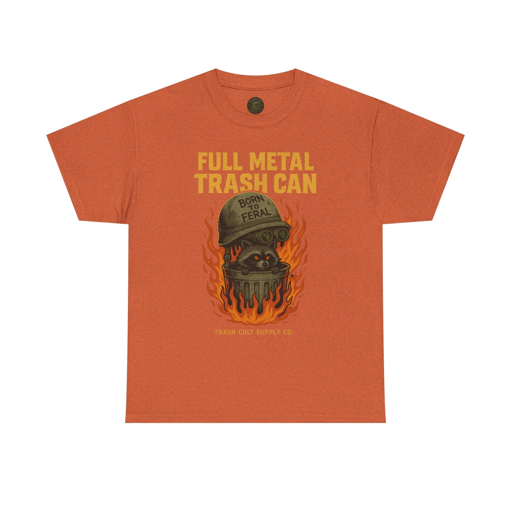 Full Metal Trash Can T-Shirt – Born to Feral Raccoon Graphic | Trash Cult Supply Co. | Gildan 5000 Tee