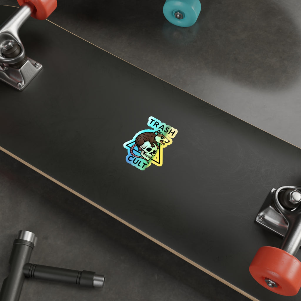 Holographic Trash Cult Stickers - Unique Decals for Skateboards, Laptops, Water Bottles, Fun and Quirky Gifts