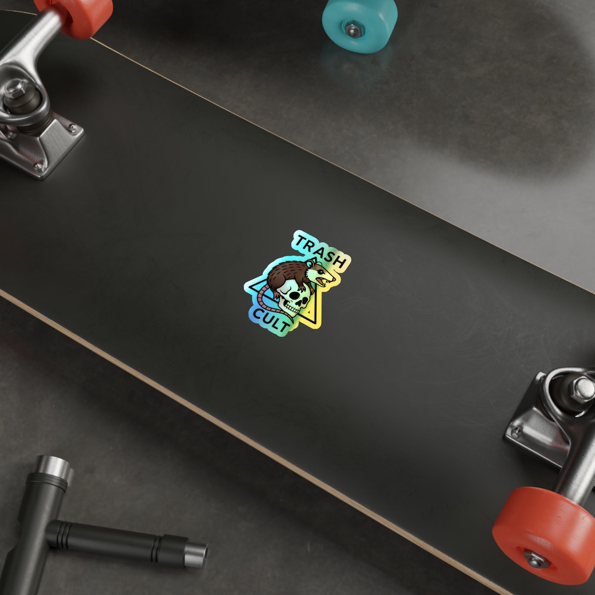 Holographic Trash Cult Stickers - Unique Decals for Skateboards, Laptops, Water Bottles, Fun and Quirky Gifts