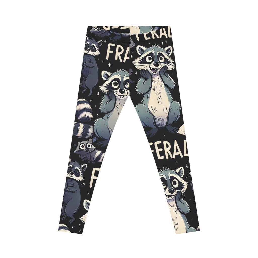 Feral Raccoon Women's Casual Leggings, Cute Animal Print Leggings, Stylish Everyday Wear, Gift for Animal Lovers, Cozy Activewear