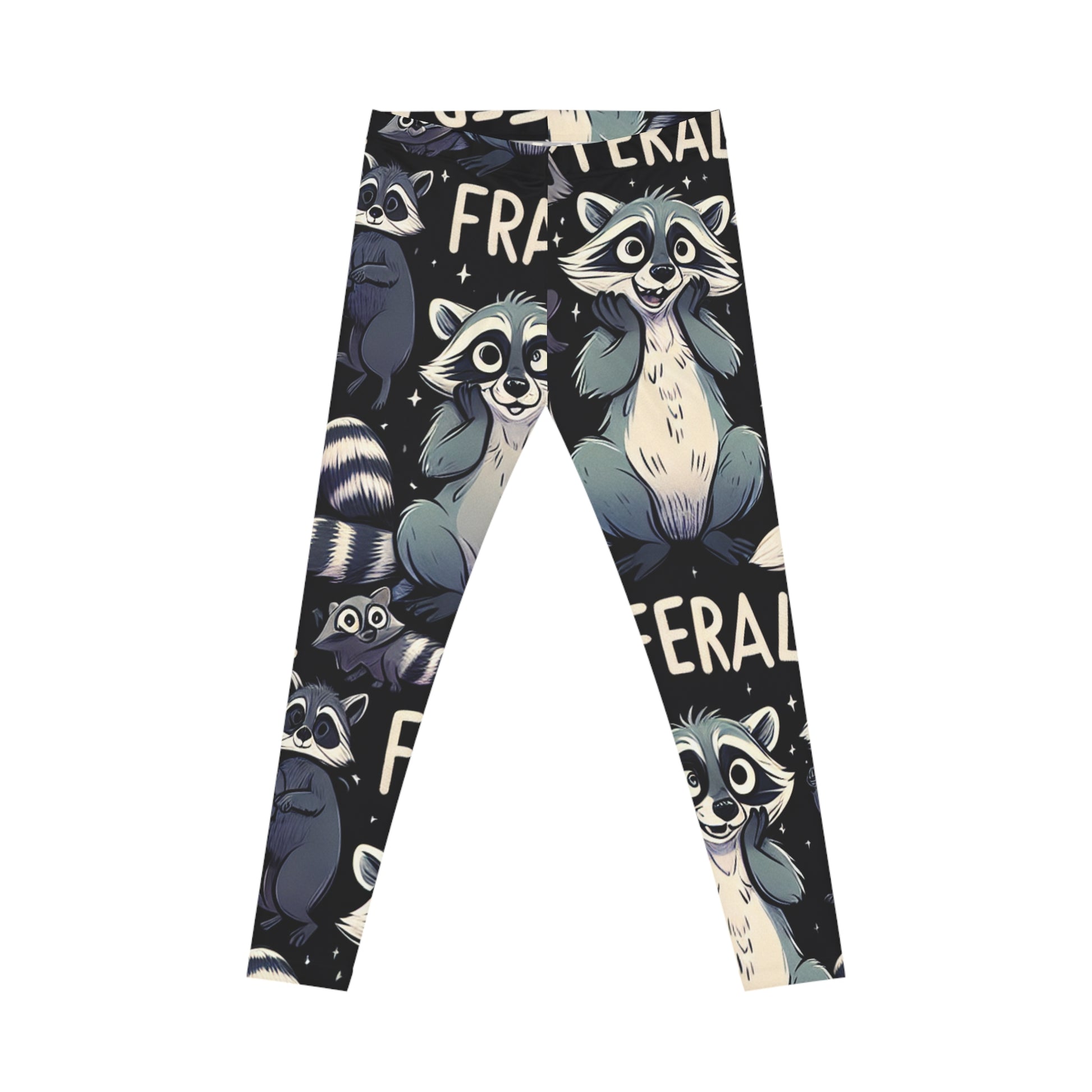 Feral Raccoon Women's Casual Leggings, Cute Animal Print Leggings, Stylish Everyday Wear, Gift for Animal Lovers, Cozy Activewear
