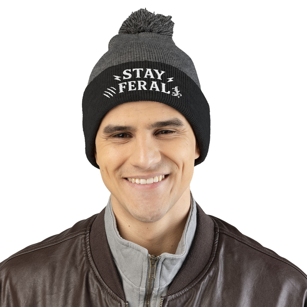 Stay Feral Pom-Pom Knit Cap, Cozy Winter Beanie, Embroidered Hats for Adventurers, Gift for Outdoorsy Friends, Stylish Cold Weather [...]