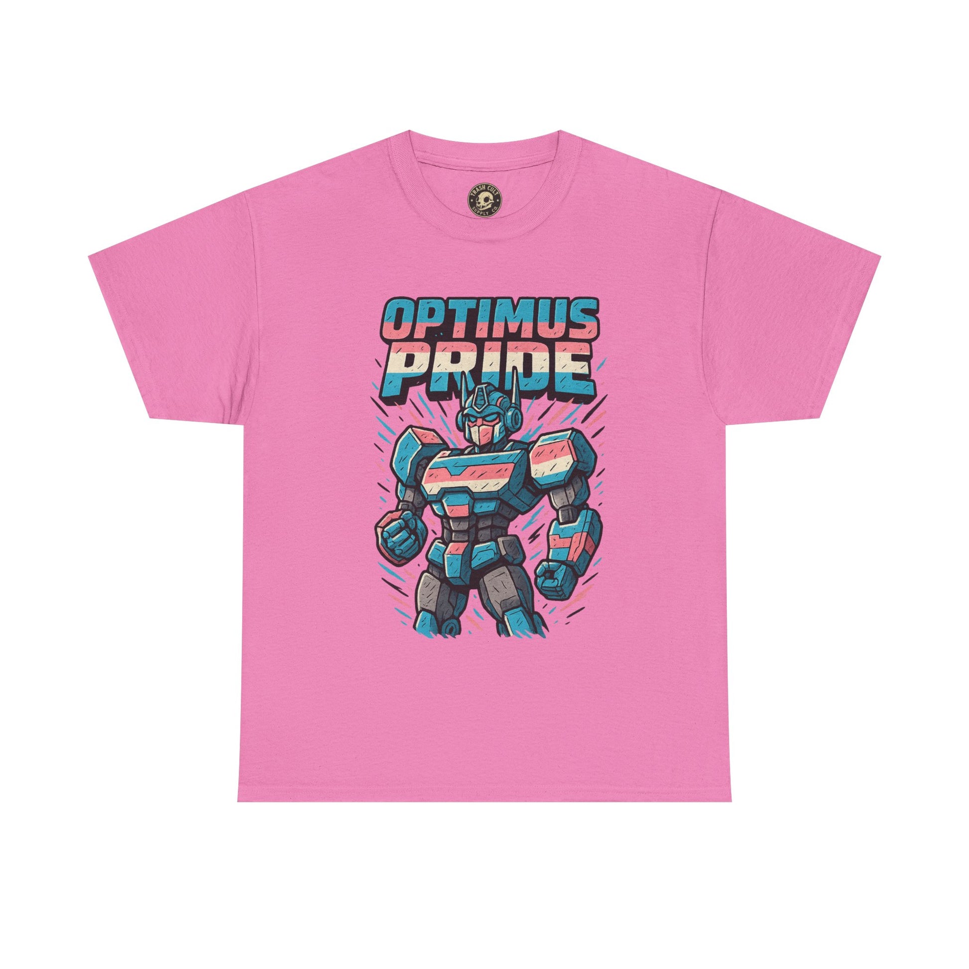 Optimus Pride T-Shirt – Funny Trans Mech LGBTQ+ Graphic Tee | Unisex Heavy Cotton Nerd Pride Shirt