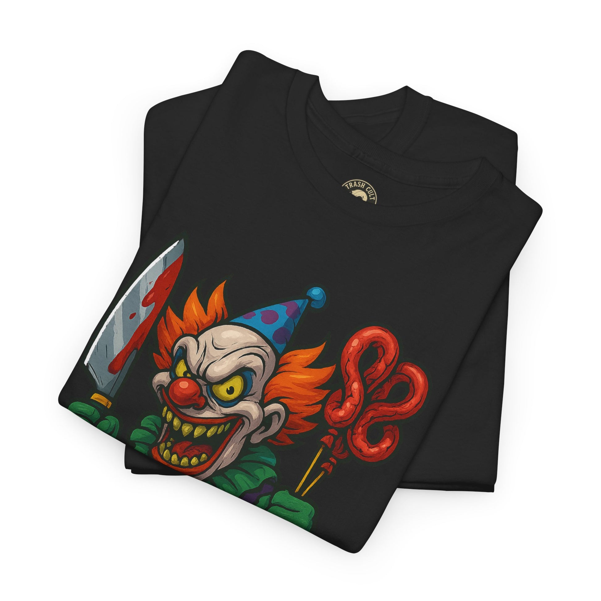 Creepy Clown Tee - Halloween Costume Shirt, Unisex Heavy Cotton Tee, Spooky Graphic Tee, Gag Gift, Horror Fan Apparel