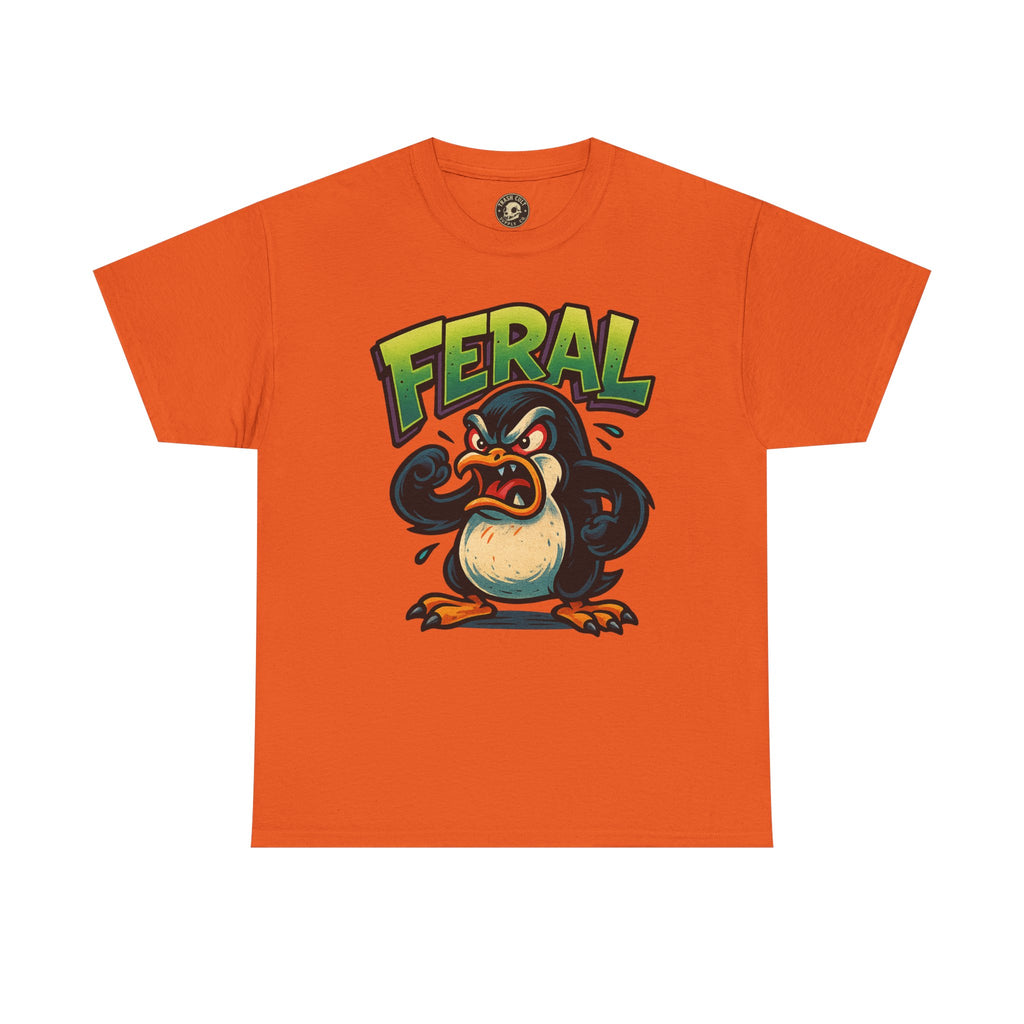 Feral Penguin T-Shirt – Funny Unisex Cotton Tee | Bold Animal Graphic Shirt, Quirky Gift Idea