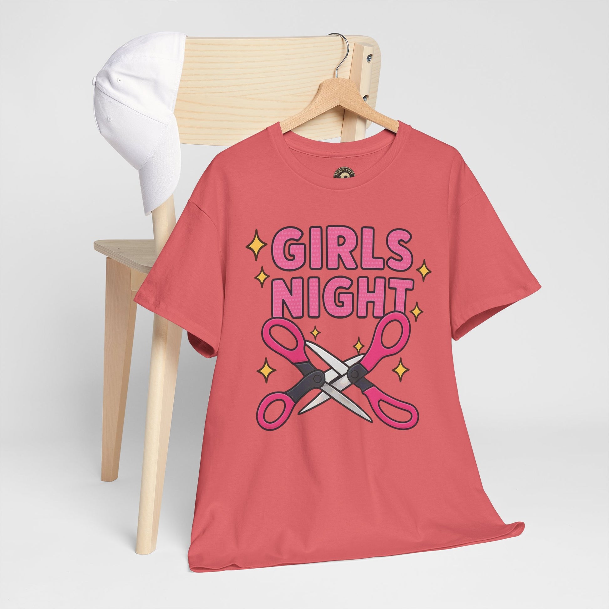 Funny Girls Night Shirt – Lesbian Humor Tee – Pink Scissors Graphic on Gildan 5000