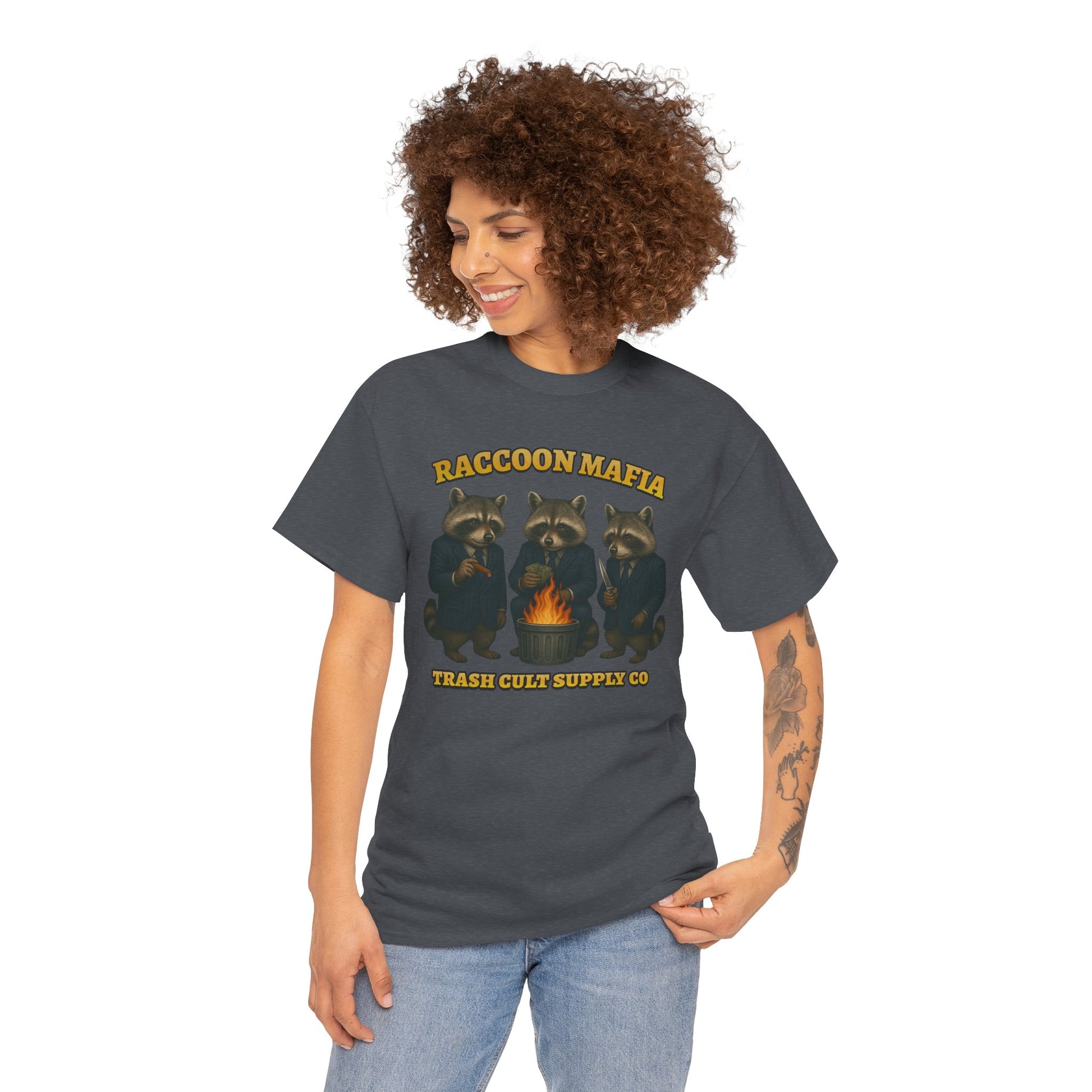 Raccoon Mafia T-Shirt – Realistic Gangster Raccoons in Suits | Trash Cult Supply Co | Gildan 5000