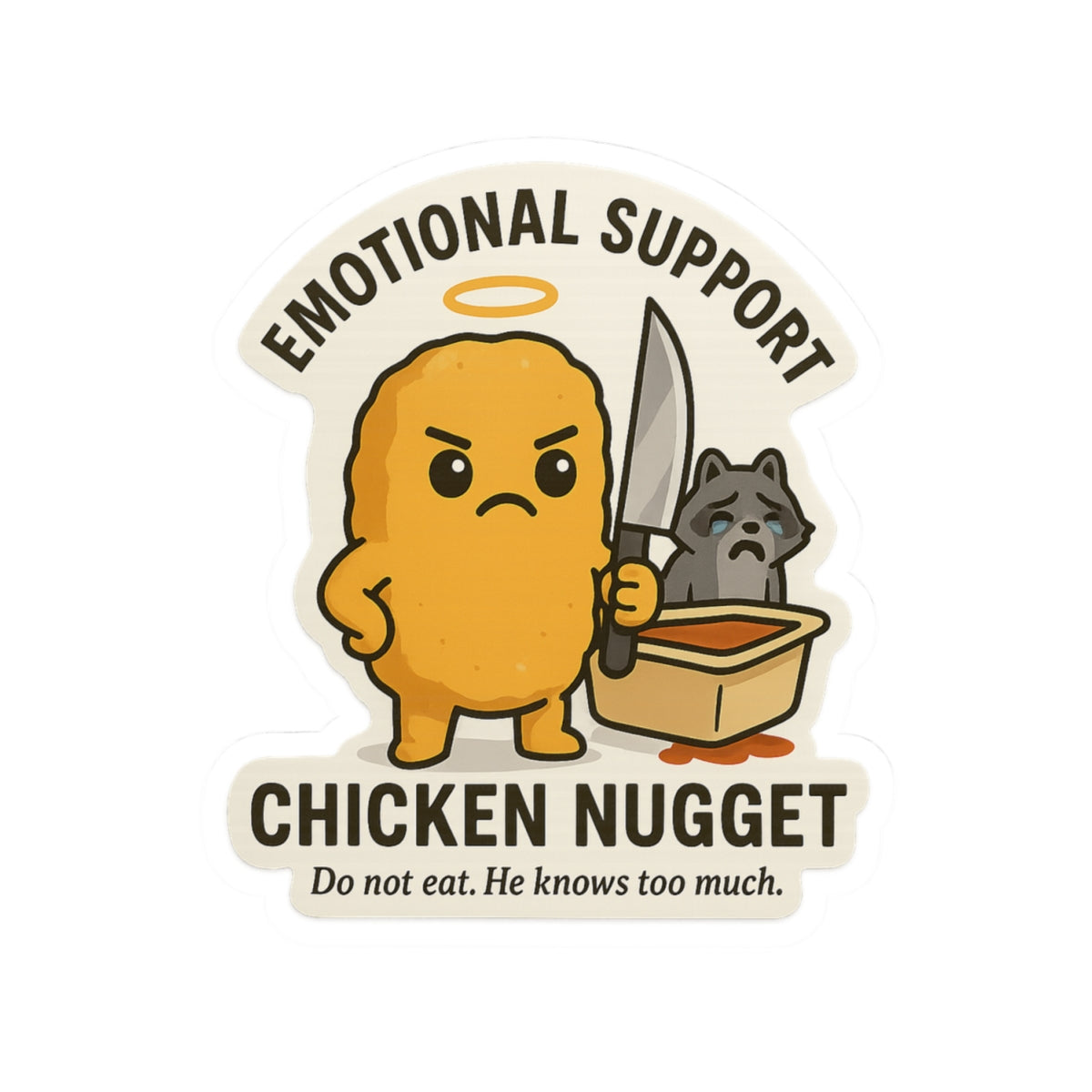“Emotional Support Chicken Nugget” Sticker – Absurd Comfort Food Chaos
