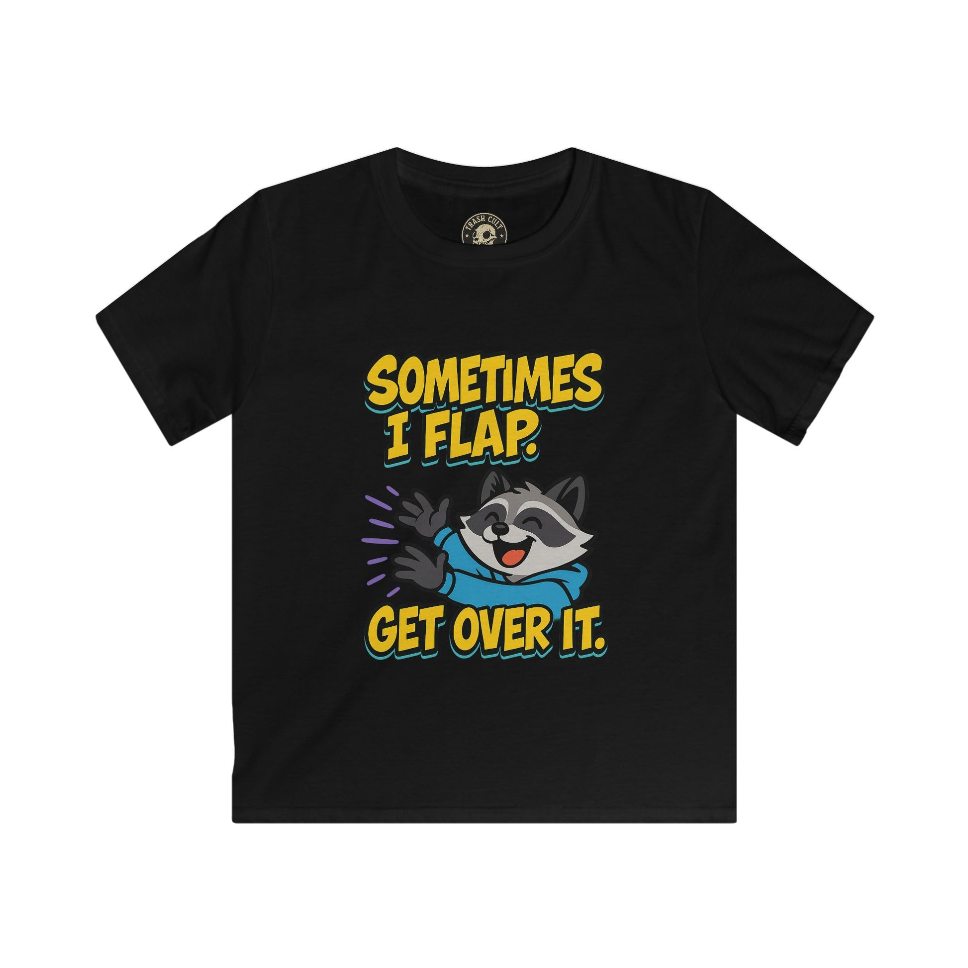 Sometimes I Flap Get Over It Raccoon Shirt – Autism Awareness Kids Tee