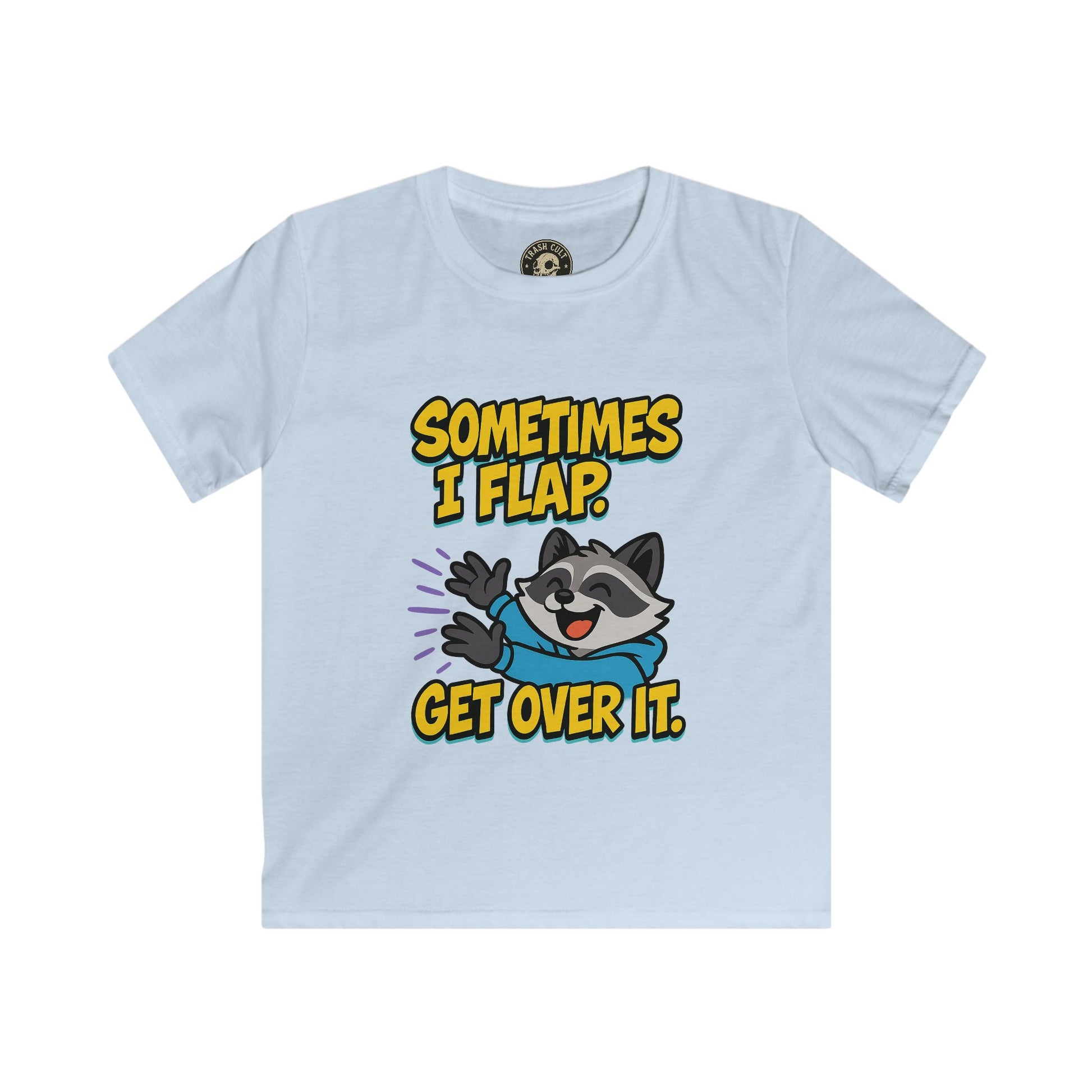 Sometimes I Flap Get Over It Raccoon Shirt – Autism Awareness Kids Tee