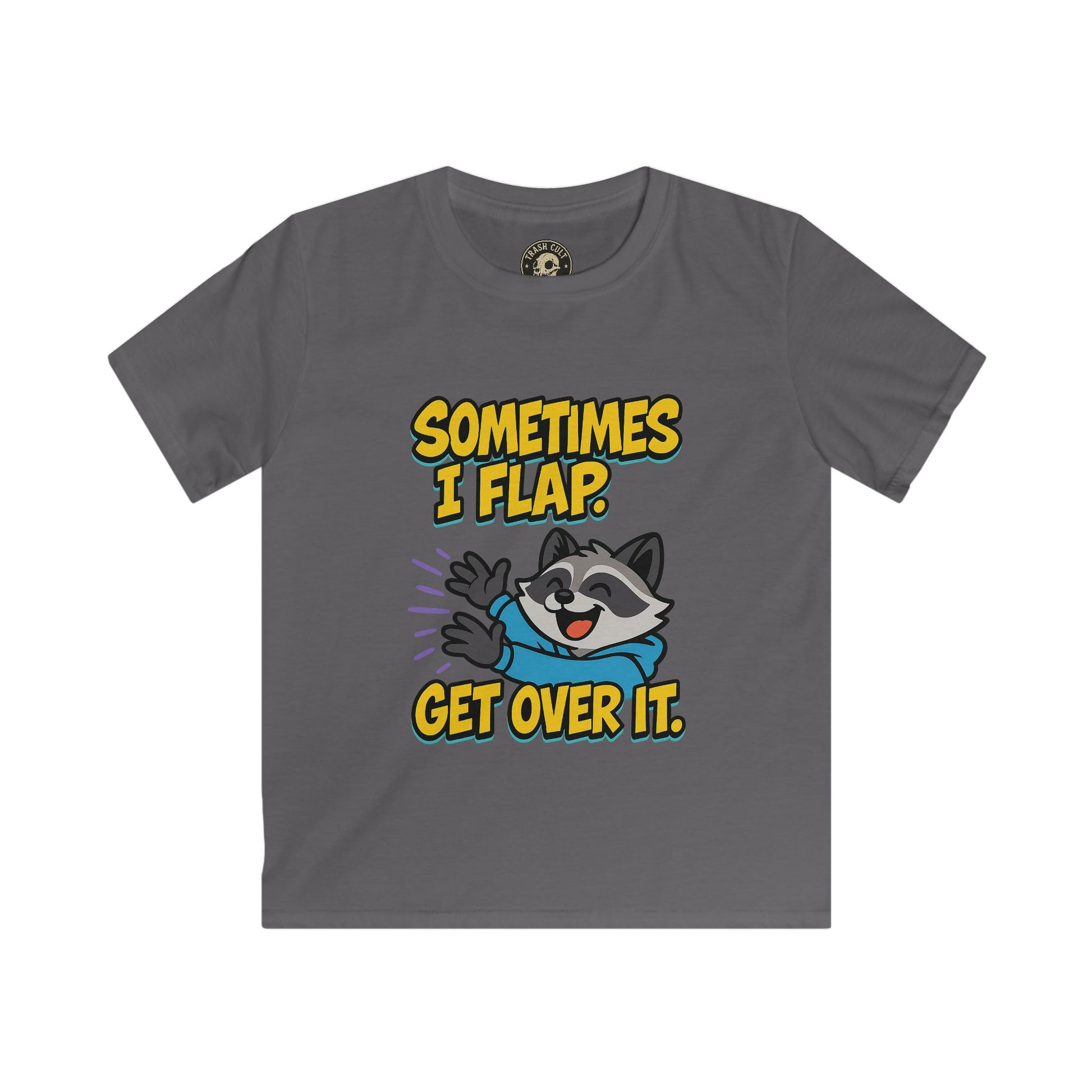 Sometimes I Flap Get Over It Raccoon Shirt – Autism Awareness Kids Tee