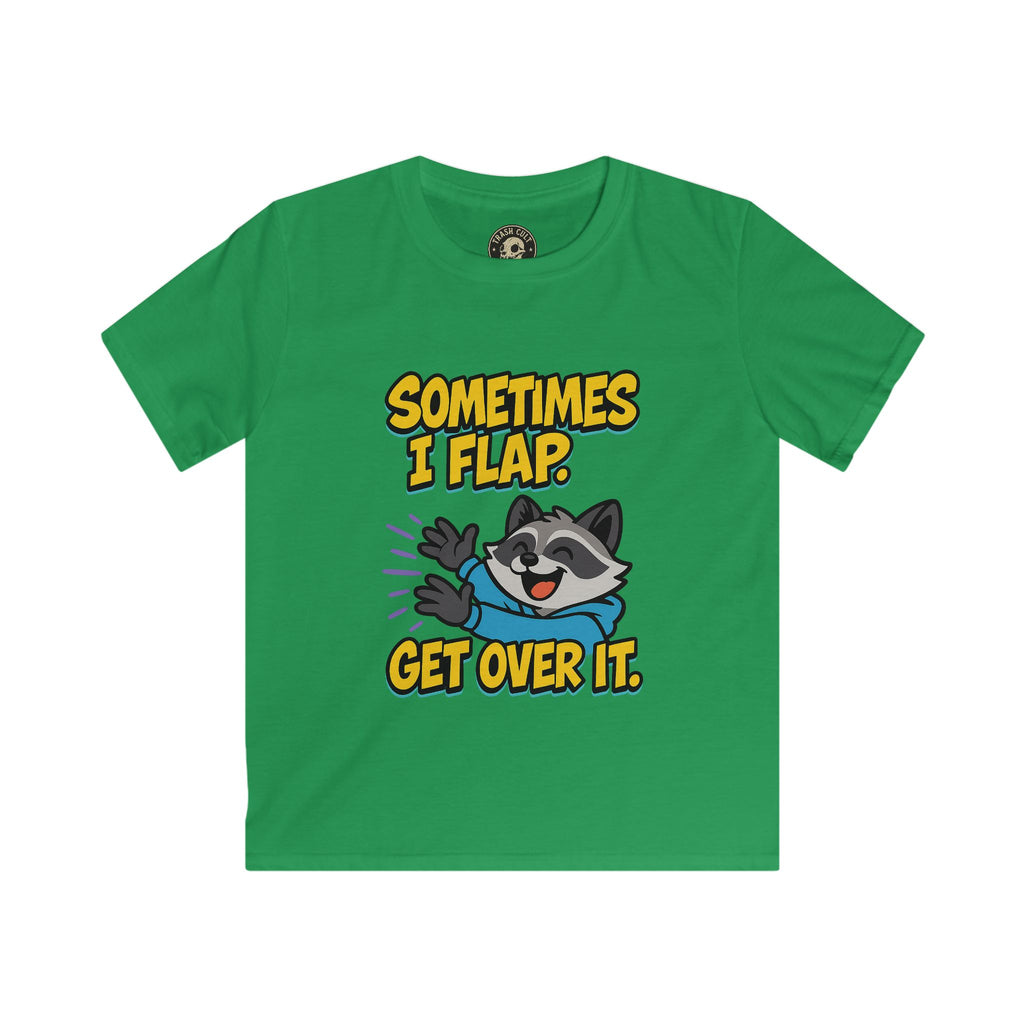 Sometimes I Flap Get Over It Raccoon Shirt – Autism Awareness Kids Tee