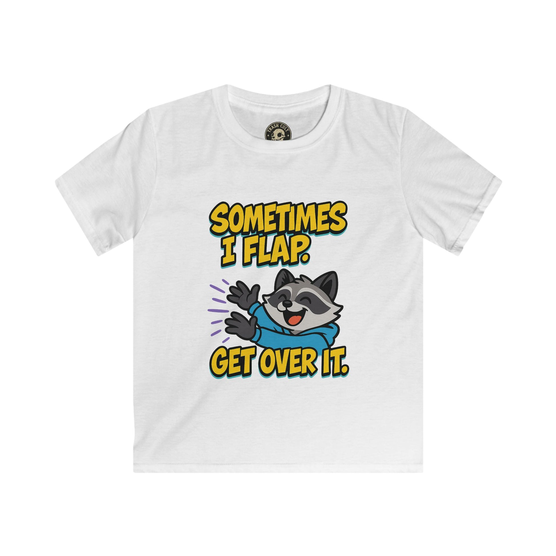 Sometimes I Flap Get Over It Raccoon Shirt – Autism Awareness Kids Tee