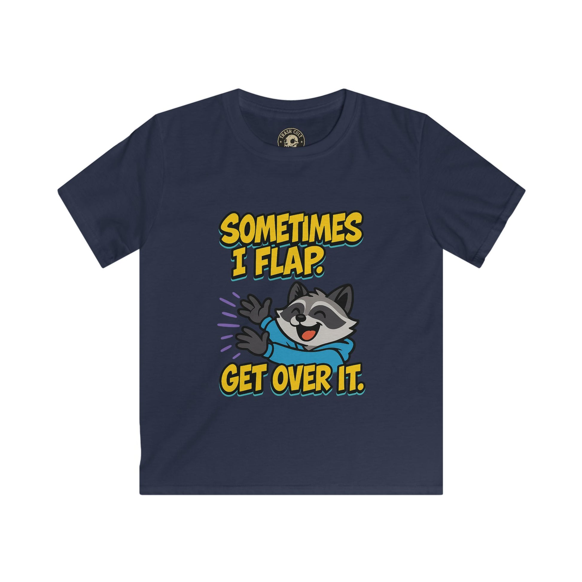 Sometimes I Flap Get Over It Raccoon Shirt – Autism Awareness Kids Tee