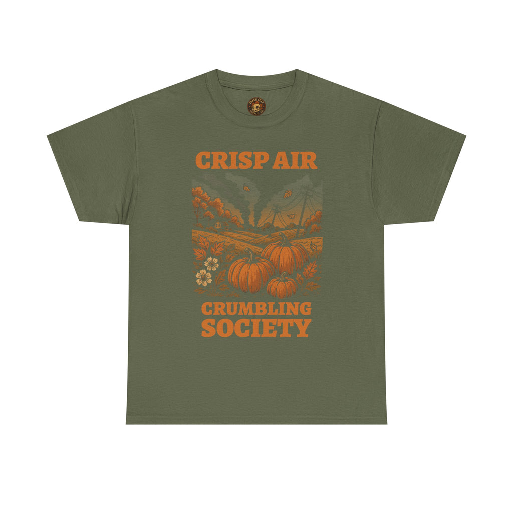 Crisp Air Crumbling Society Shirt – Dystopian Fall Pumpkin Tee – Fall of Humanity Collection – Trash Cult Supply Co.