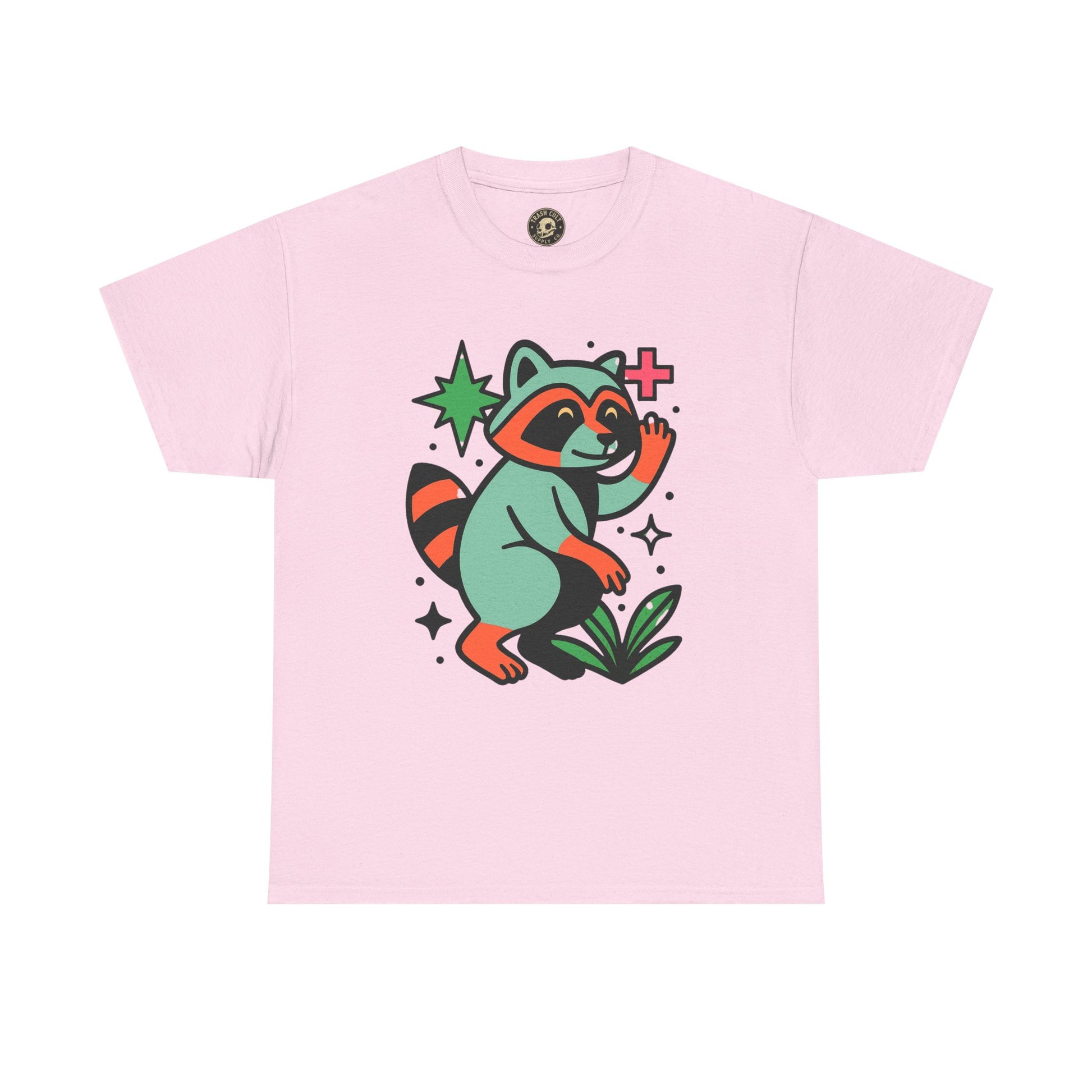 Playful Raccoon Unisex Heavy Cotton Tee | Cute Animal Shirt for Nature Lovers, Graphic Tee, Gift for Kids, Casual Wear, Eco-Friendly