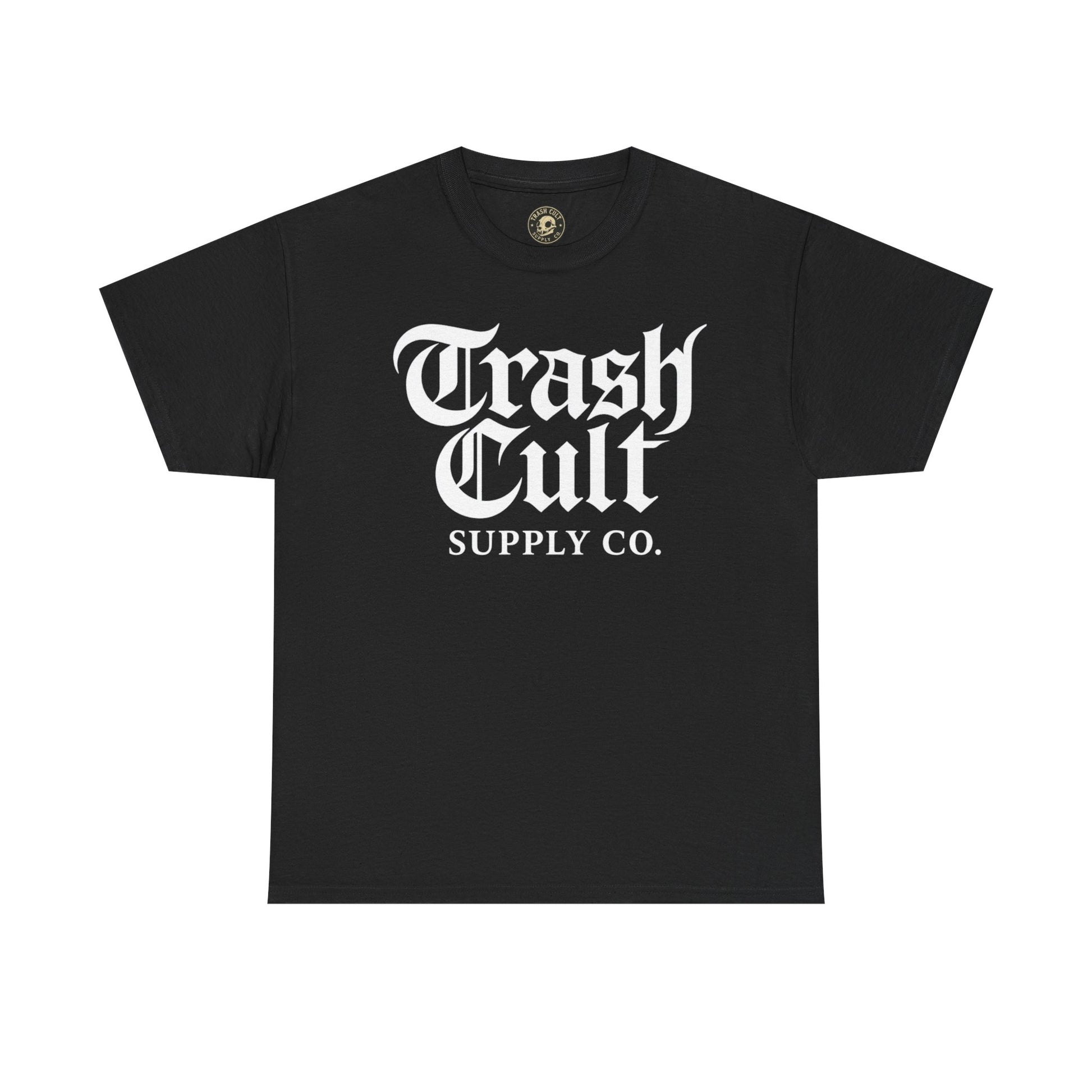 Trash Cult Gothic Logo Shirt – White Cyber Gothic Print on Gildan 5000