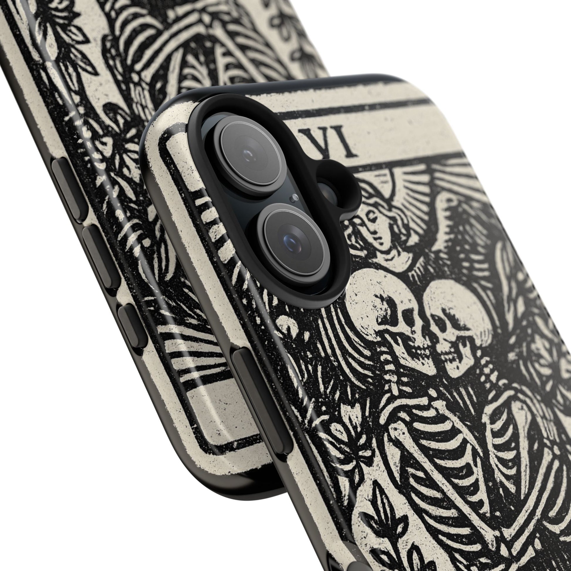 Tough Phone Case with Skeleton Lovers Design, Gothic Phone Cover, Unique Couples Gift, Halloween Accessory, Edgy Tech Design