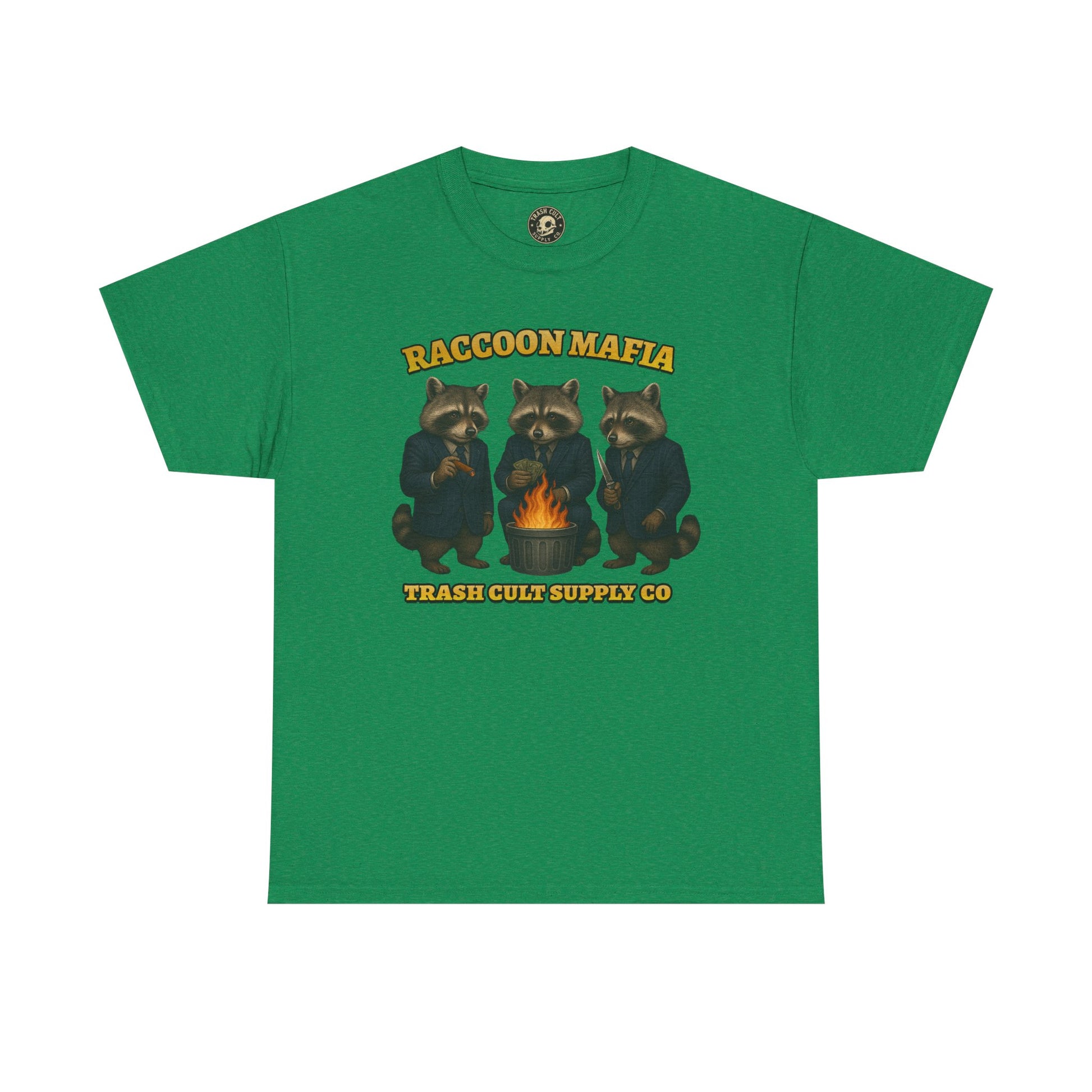 Raccoon Mafia T-Shirt – Realistic Gangster Raccoons in Suits | Trash Cult Supply Co | Gildan 5000