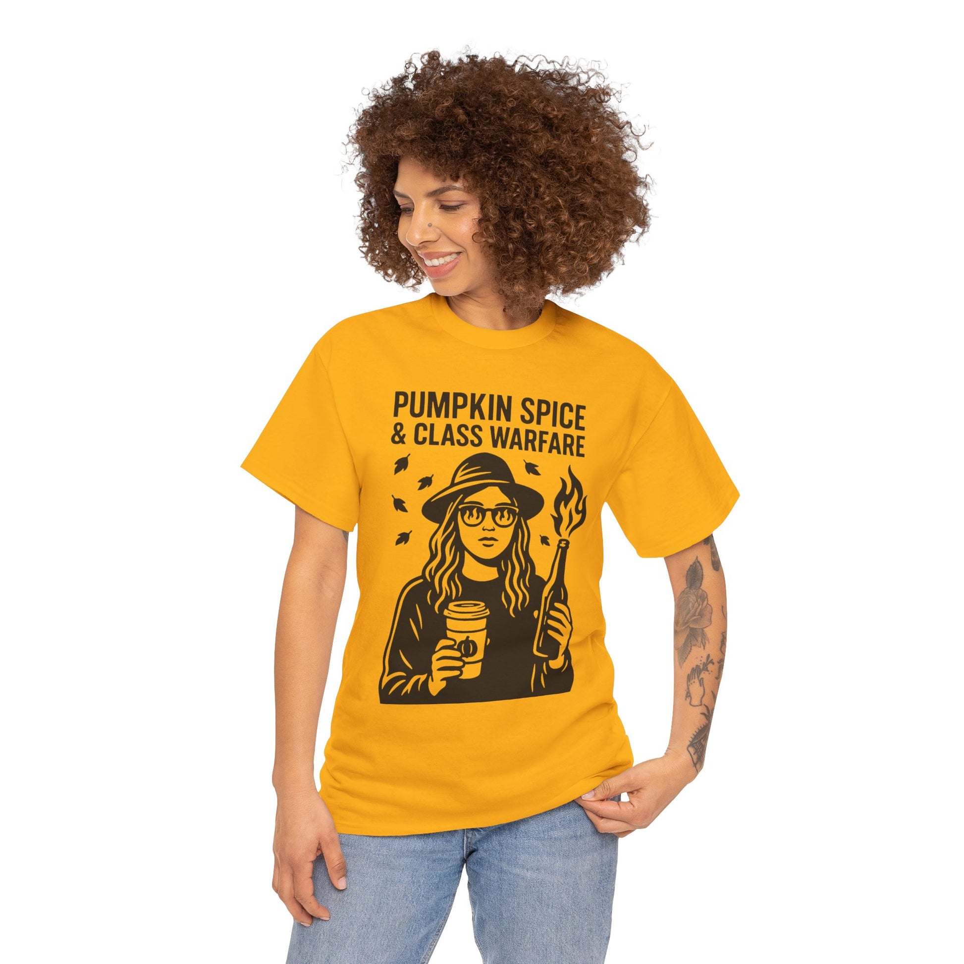 Pumpkin Spice & Class Warfare Shirt – Fall Riot Girl Graphic Tee – Fall of Humanity Collection – Trash Cult Supply Co.