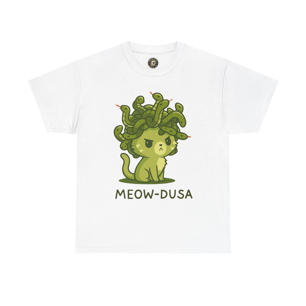 Meow-dusa Funny Cat Medusa T-Shirt – Gildan 5000 Heavy Cotton Tee