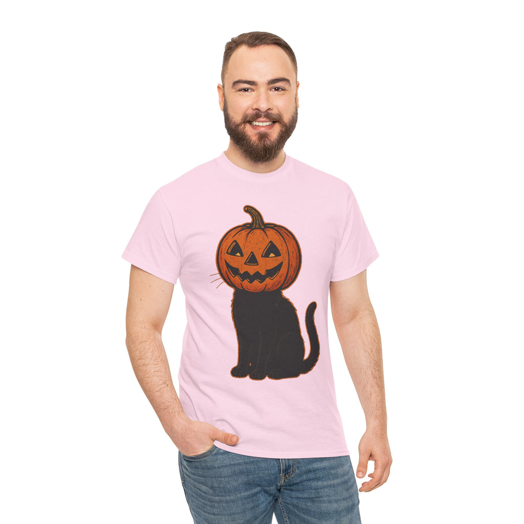 Black Cat Pumpkin Head Halloween T-Shirt – Jack O’Lantern Cat Design