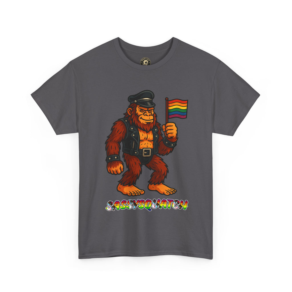 Sassysquatch Graphic Tee – Funny Bigfoot Pride Shirt – LGBTQ Leather Bear T-Shirt – Gildan 5000 Unisex Cotton Tee