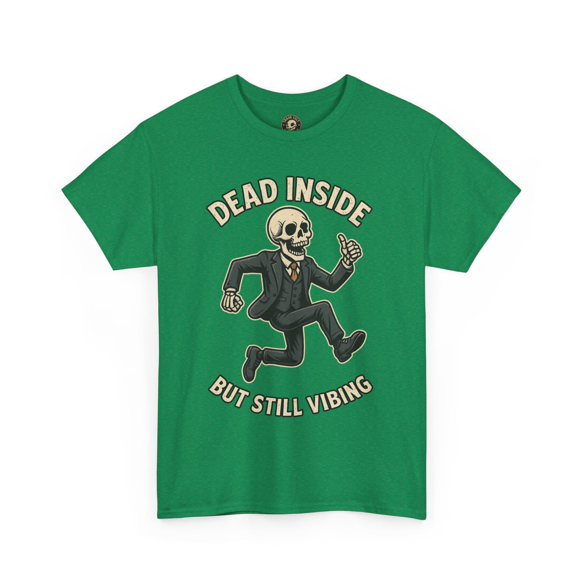 Dead Inside But Still Vibing Skeleton Shirt – Funny Unisex Heavy Cotton Tee