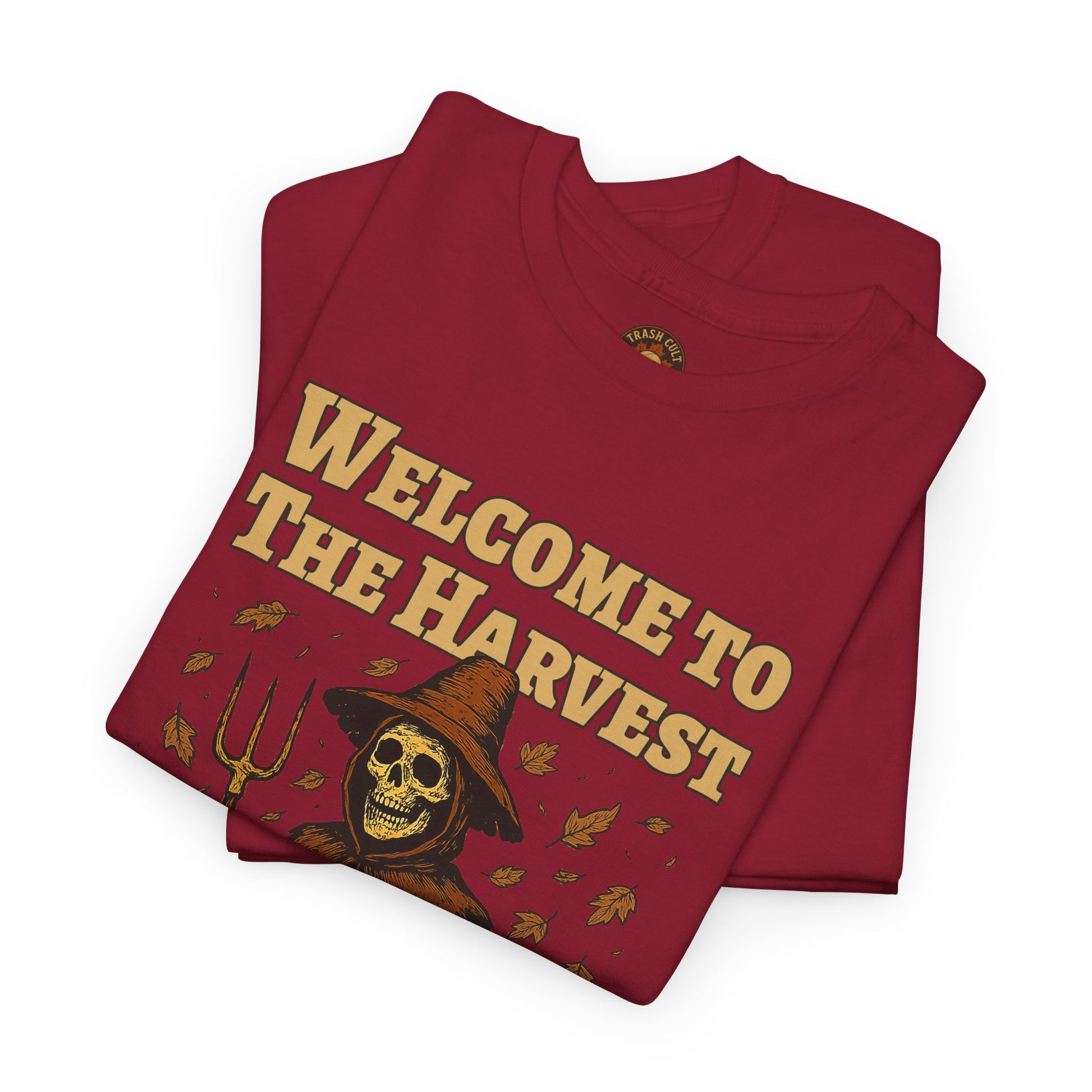 Eat the Rich Shirt – Welcome to the Harvest Skeleton Scarecrow Tee – Fall of Humanity Collection – Trash Cult Supply Co.