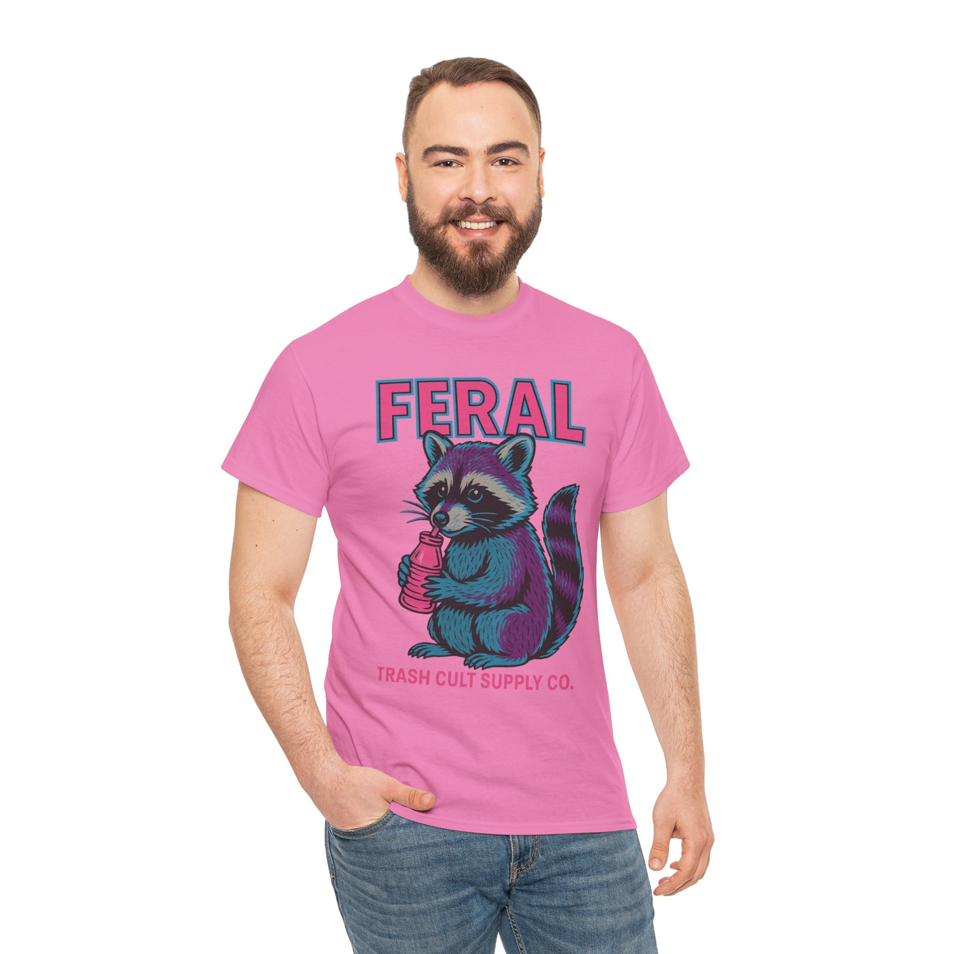 FERAL Raccoon 80s Retro Shirt – Trash Cult Supply Co. – Gildan 5000 Tee