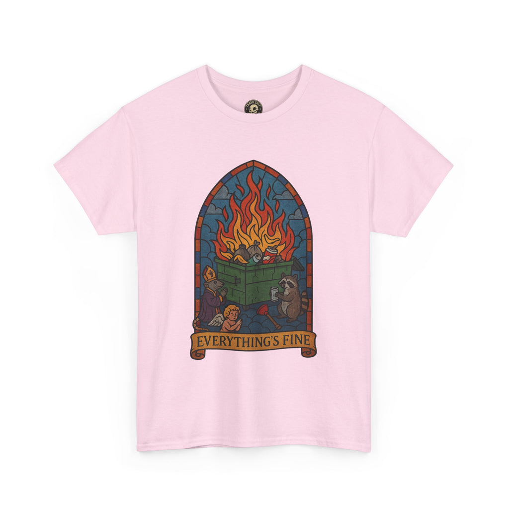 "Everything's Fine" Unisex Heavy Cotton Tee - Casual Wear, Gift for Friends, Home Decor, Everyday Style, Relaxed Fit