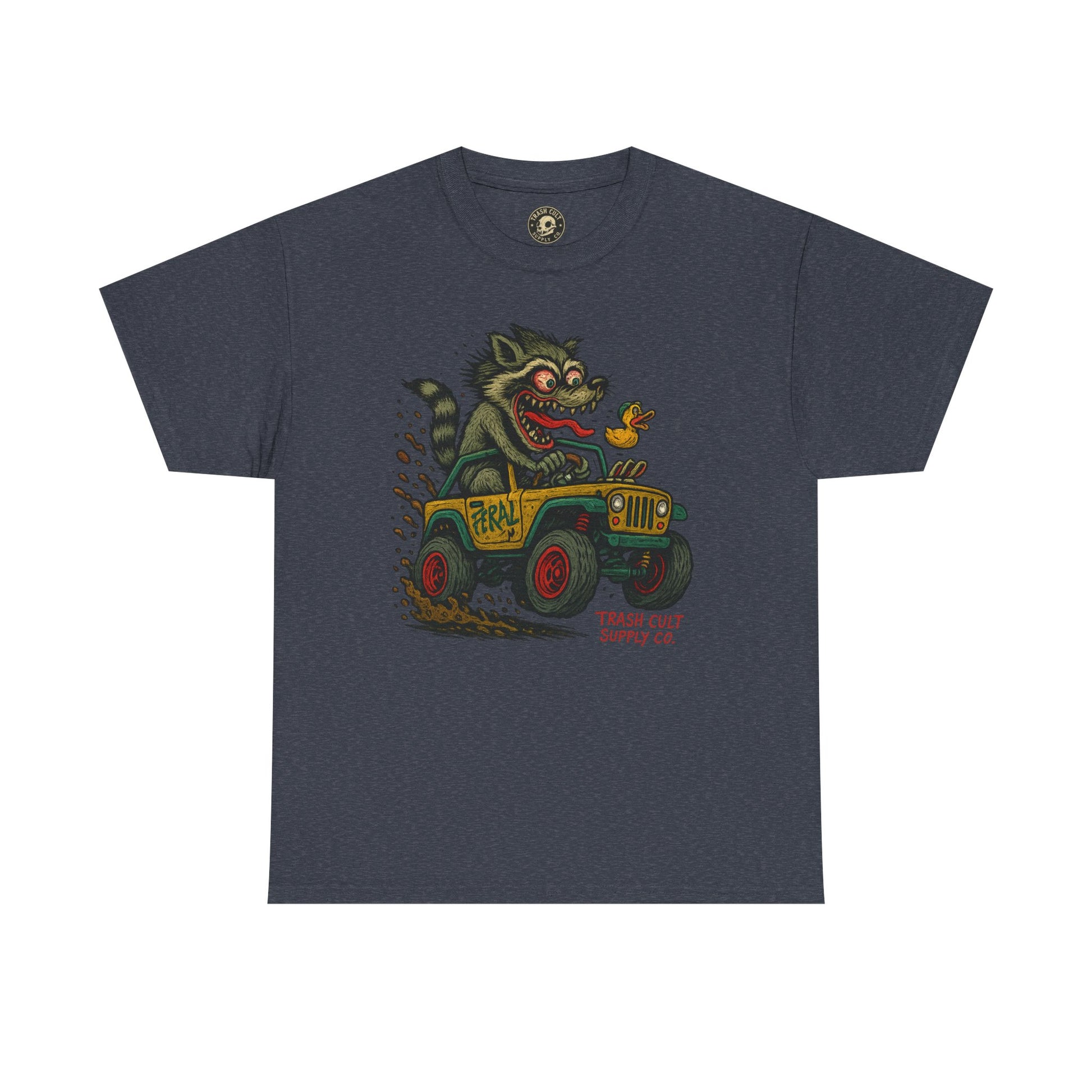 Feral Jeep Raccoon Shirt – Ed Roth Style Off-Road Chaos | Trash Cult Supply Co | Gildan 5000 Tee