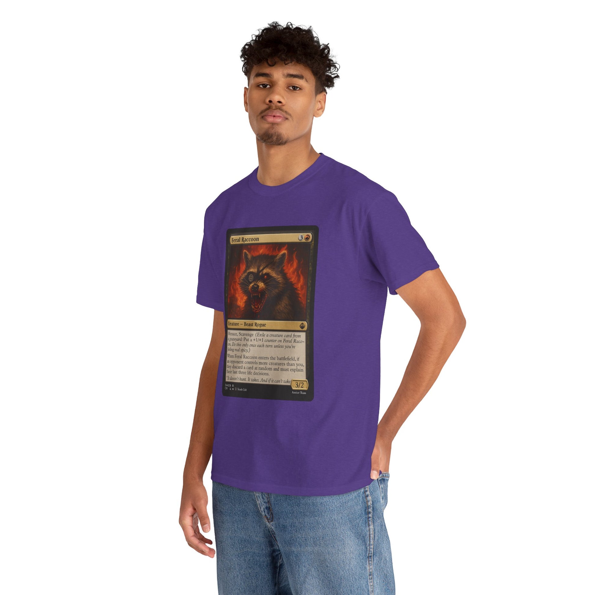 Feral Raccoon Magic Card Shirt – MTG-Inspired Beast Rogue Tee, Trash Cult Creature Card, Gildan 5000 Unisex T-Shirt
