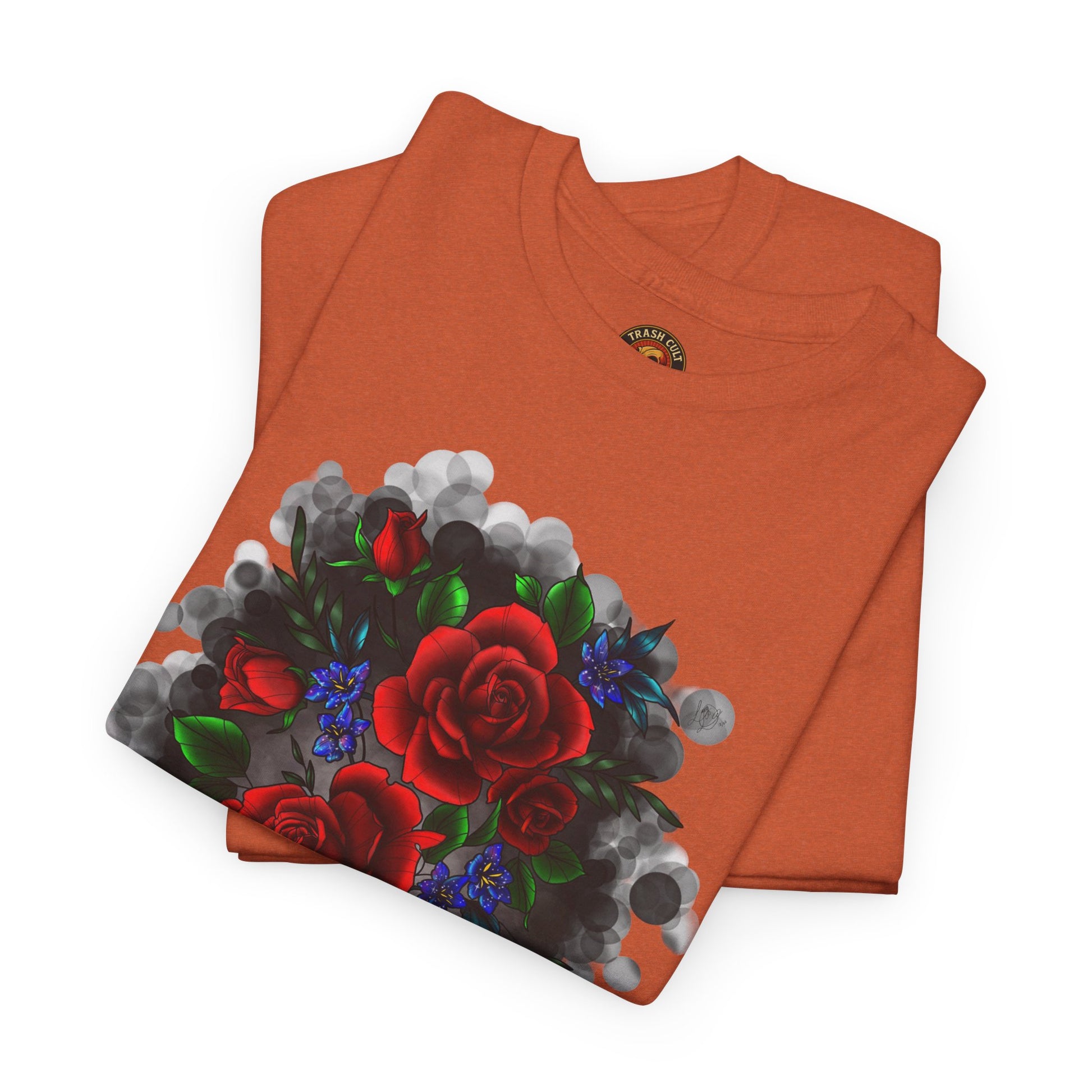 Floral Smoke Tattoo T-Shirt – Lara Davenport x Trash Cult Supply Co. Collab (Gildan 5000)