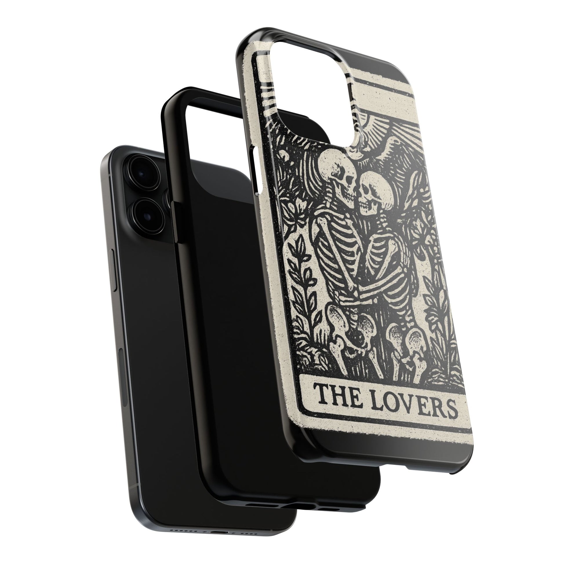 Tough Phone Case with Skeleton Lovers Design, Gothic Phone Cover, Unique Couples Gift, Halloween Accessory, Edgy Tech Design