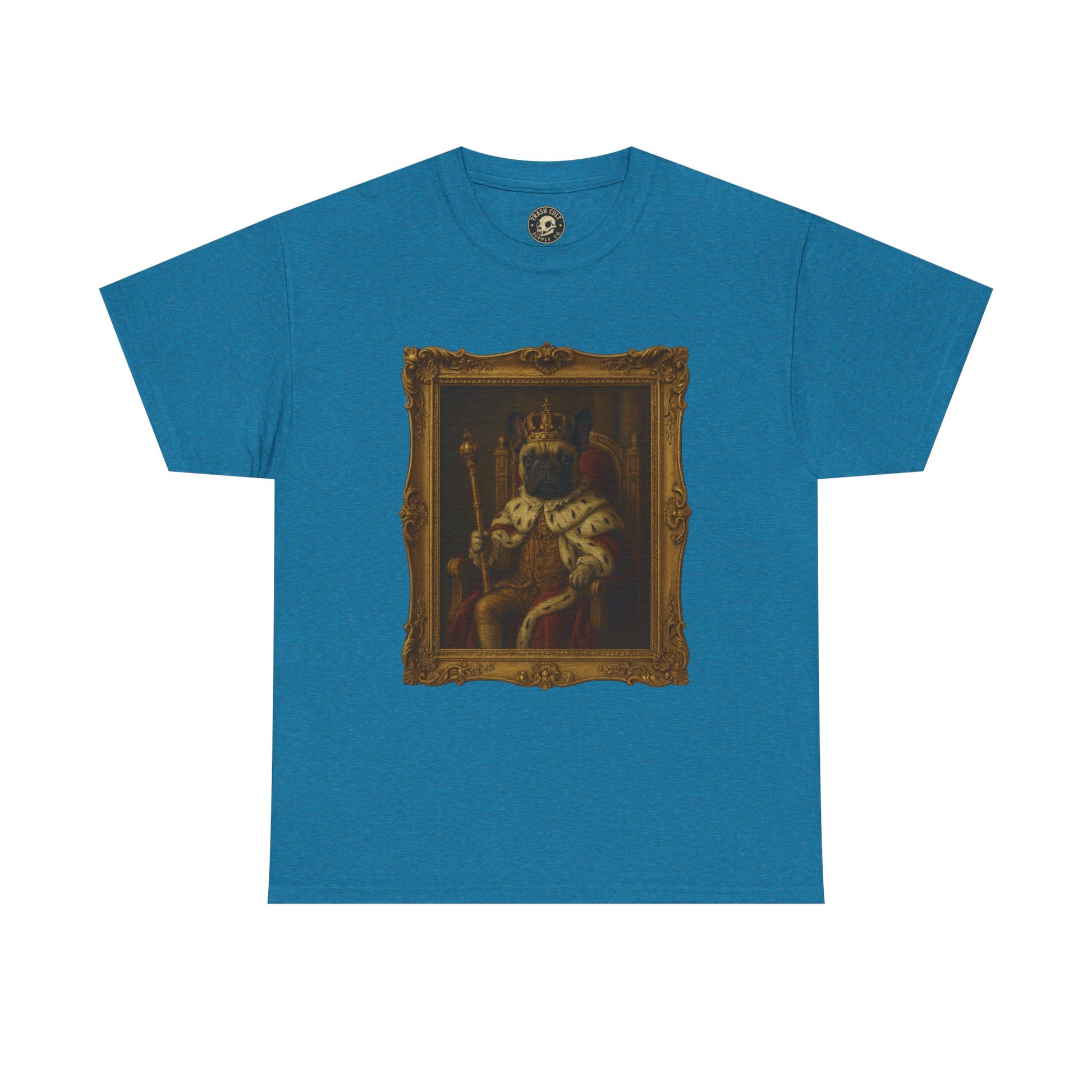 French Bulldog King Baroque Portrait Shirt – Funny Royal Dog Tee – Gildan 5000 Unisex Heavy Cotton