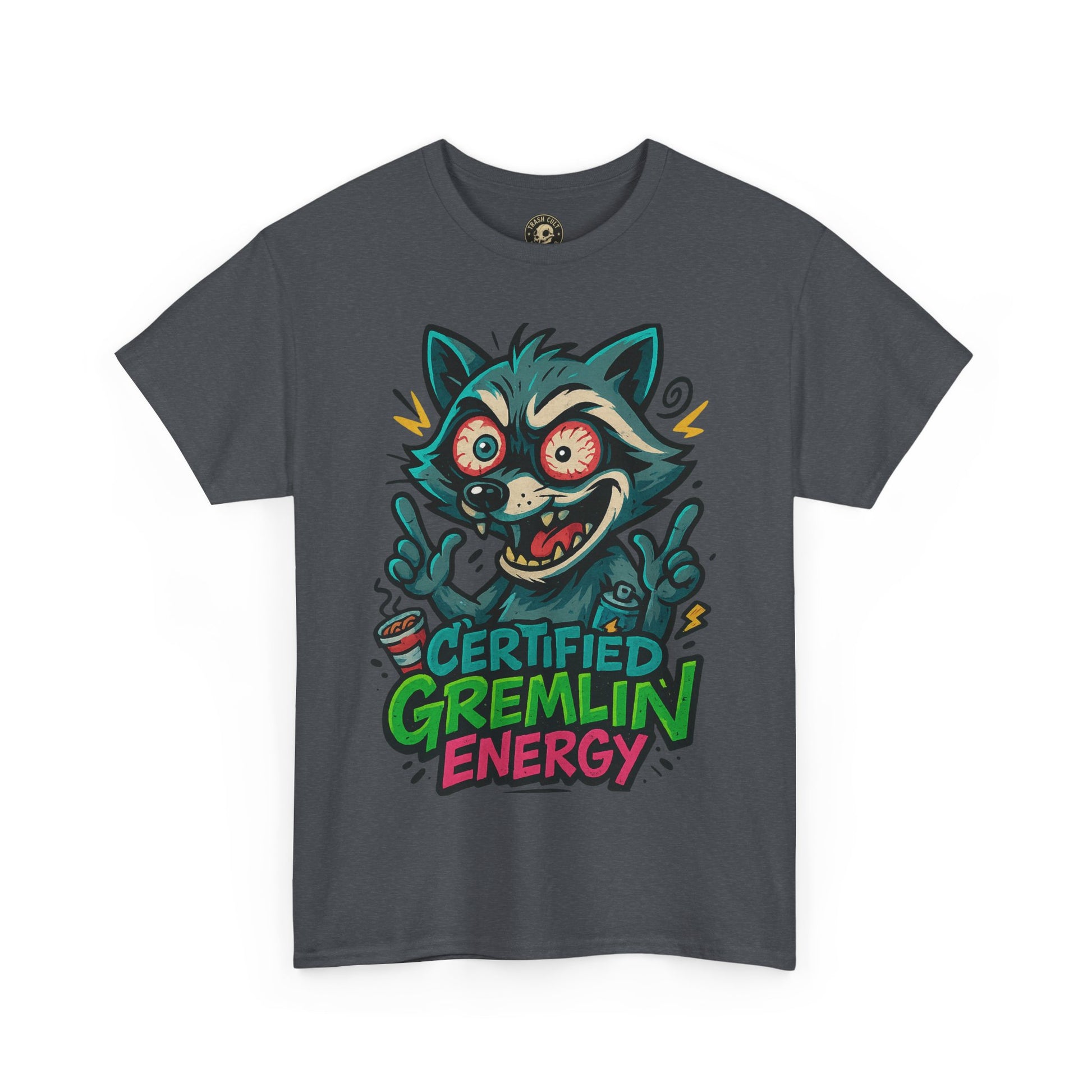 Certified Gremlin Energy Tee – ADHD Raccoon Shirt, Funny Unisex T-Shirt, Graffiti Style Gift for Goblins & Night Owls