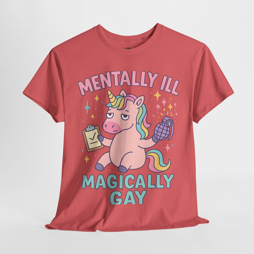 Mentally Ill, Magically Gay Unicorn Shirt – Funny Pastel Pride Tee