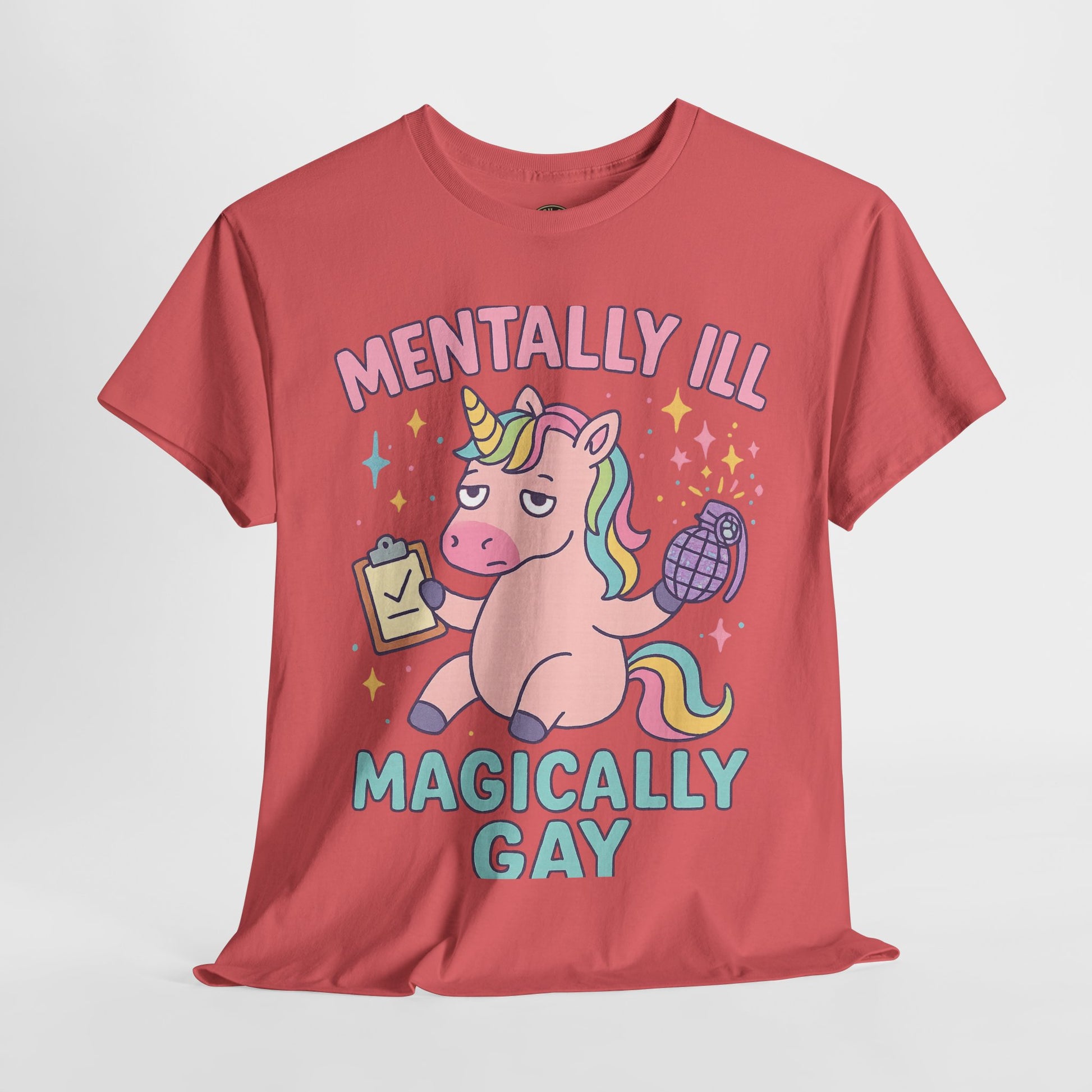 Mentally Ill, Magically Gay Unicorn Shirt – Funny Pastel Pride Tee