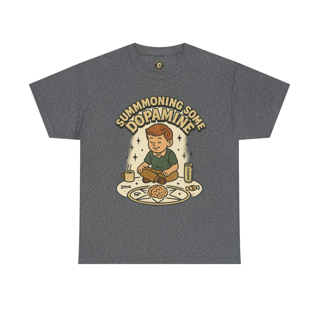 Dopamine Summoning Tee, Unisex Heavy Cotton Tee, Retro Graphic T-shirt, Gift for Gamers, Casual Wear, Funny Shirt, Everyday Style