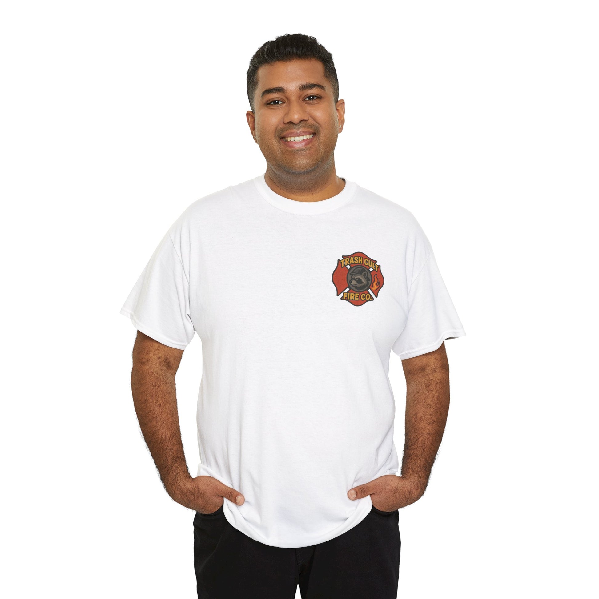 Trash Cult Fire Co. Unisex Tee - Quirky Raccoon Design, Fun Gift, Casual Wear, Firefighter Humor, Unique Apparel