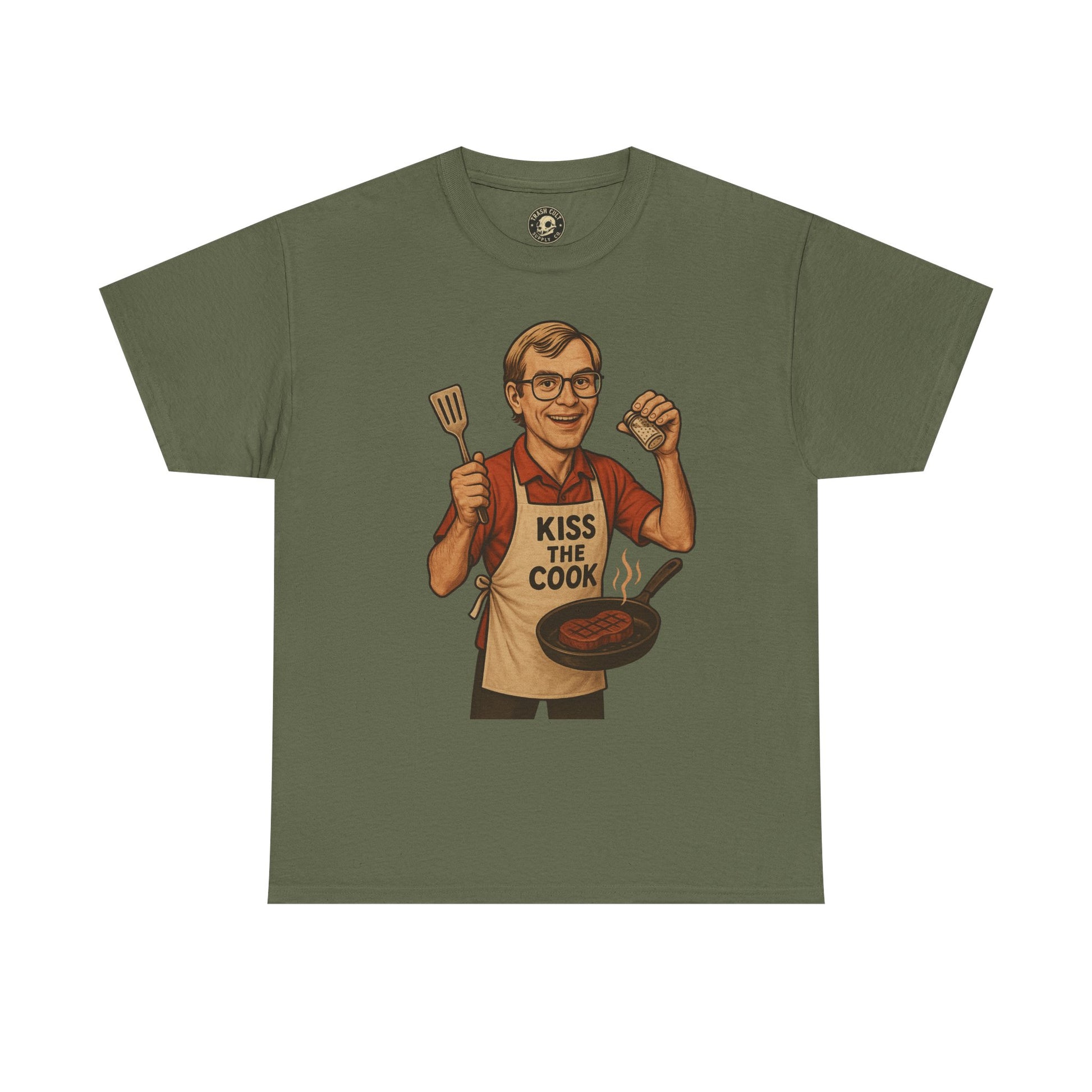 Kiss the Cook Dark Humor Chef Shirt – Creepy Retro Kitchen Parody