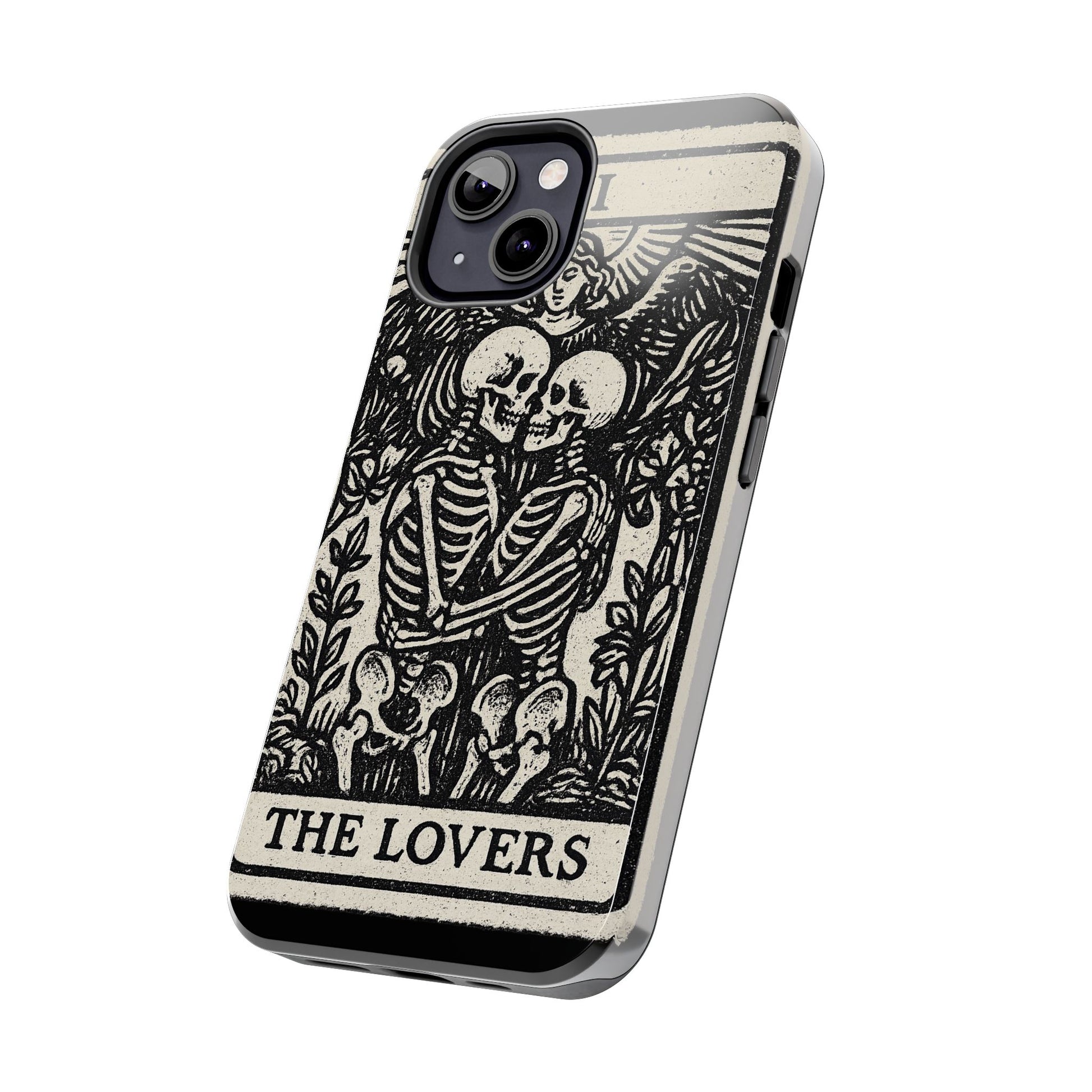 Tough Phone Case with Skeleton Lovers Design, Gothic Phone Cover, Unique Couples Gift, Halloween Accessory, Edgy Tech Design