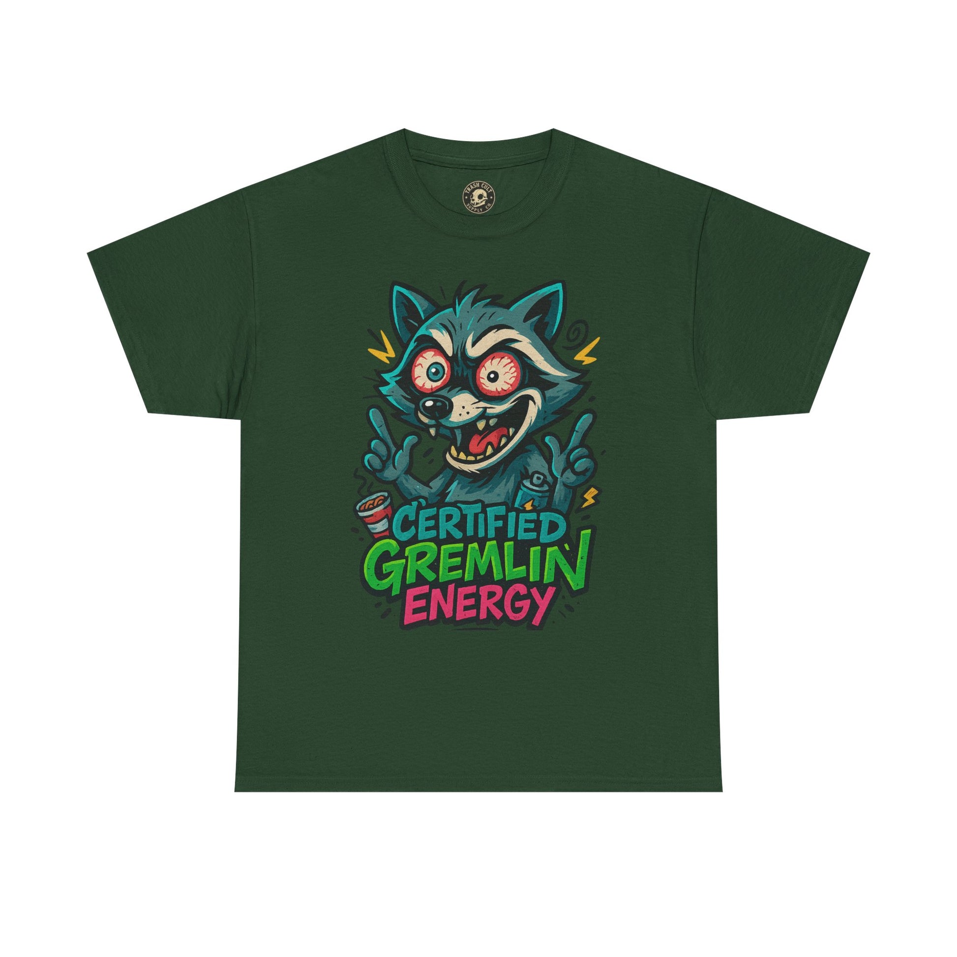 Certified Gremlin Energy Tee – ADHD Raccoon Shirt, Funny Unisex T-Shirt, Graffiti Style Gift for Goblins & Night Owls