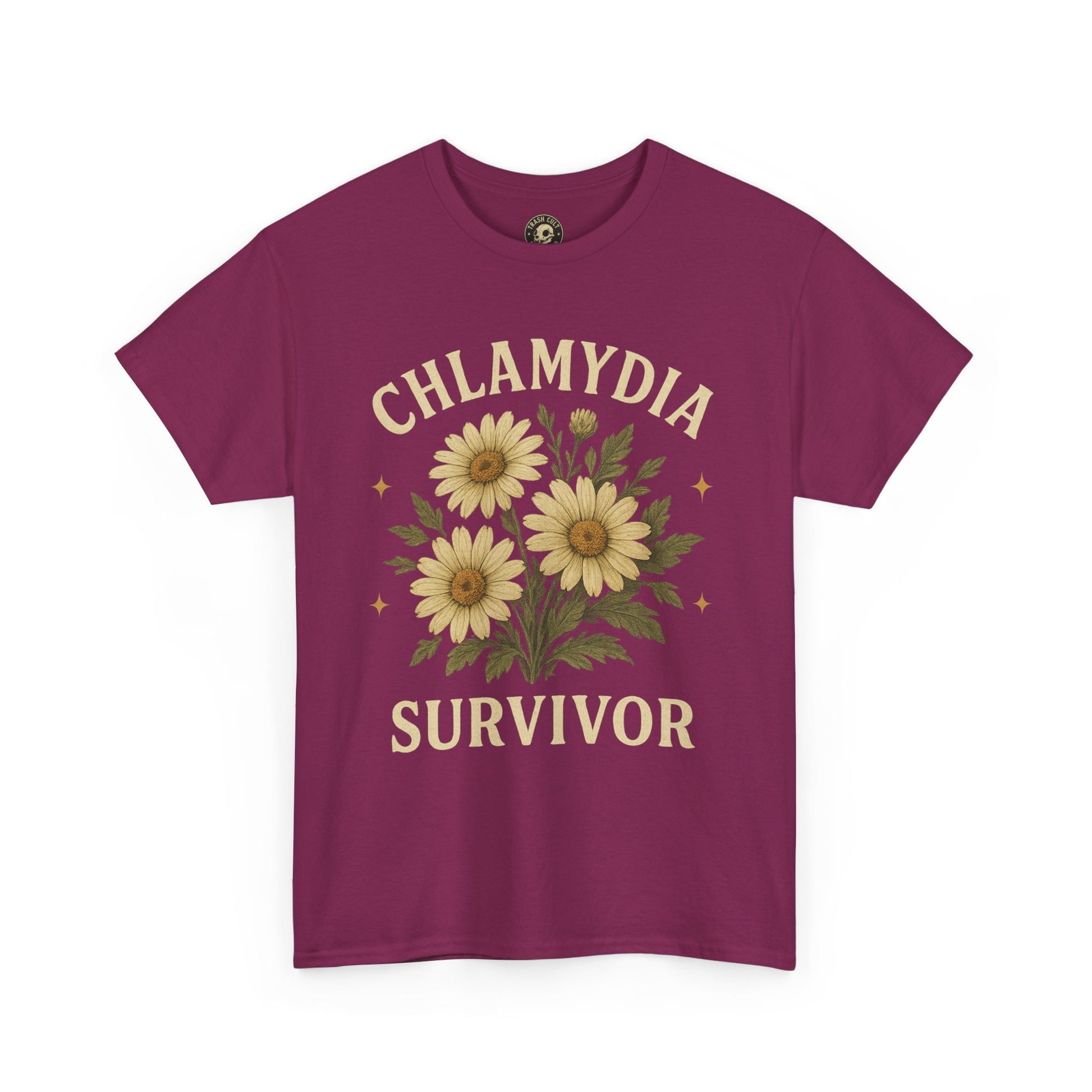 Chlamydia Survivor Vintage Floral Tee – Funny Bold Statement Shirt – Gildan 5000 Unisex Heavy Cotton