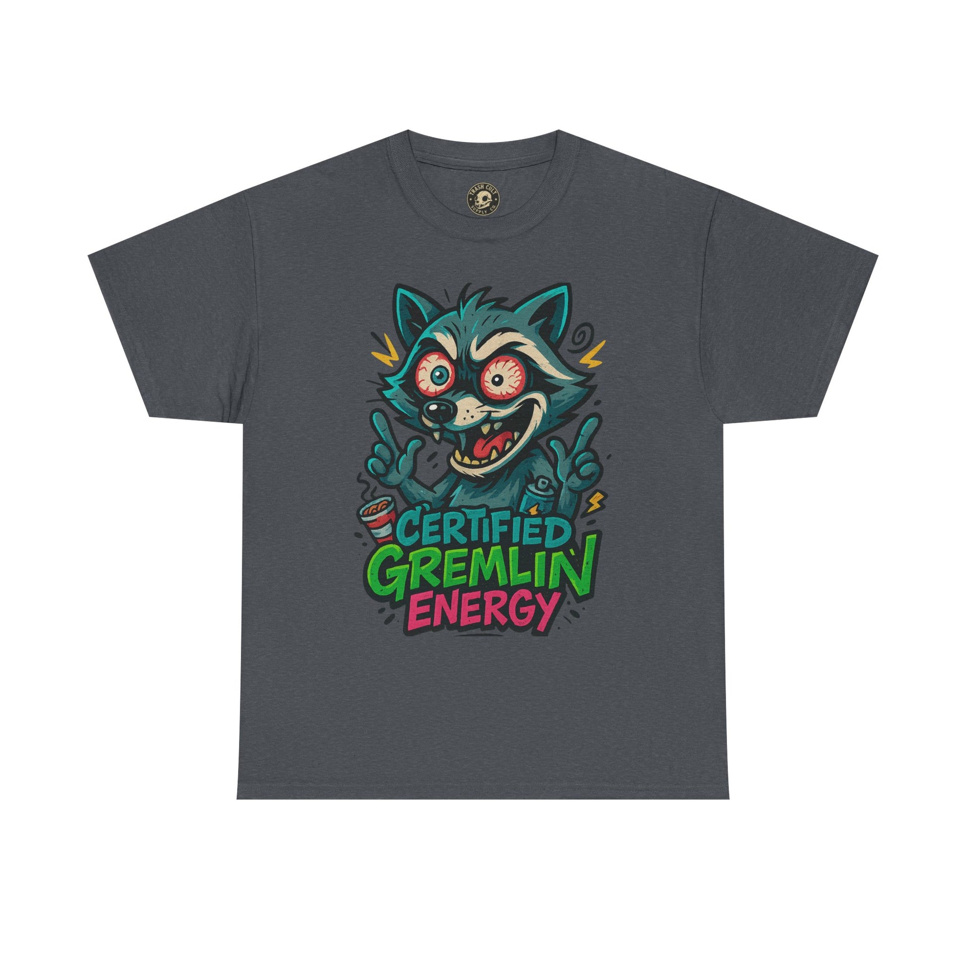 Certified Gremlin Energy Tee – ADHD Raccoon Shirt, Funny Unisex T-Shirt, Graffiti Style Gift for Goblins & Night Owls