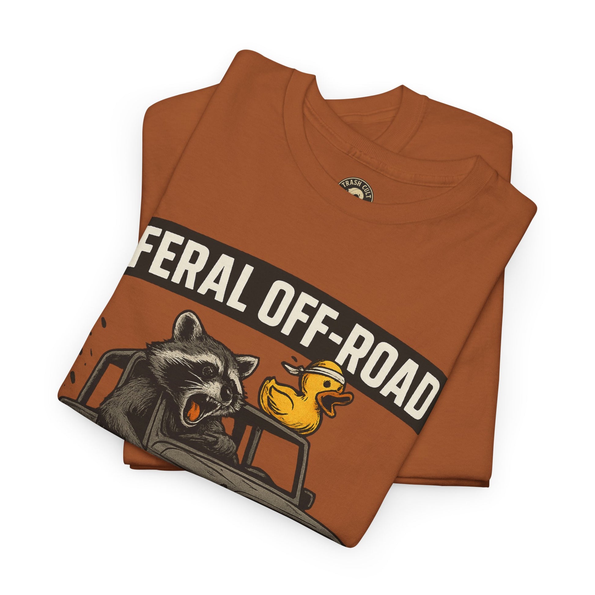 Feral Off-Road Raccoon Jeep Shirt – Mud Slinging Chaos | Trash Cult Supply Co | Gildan 5000 Tee