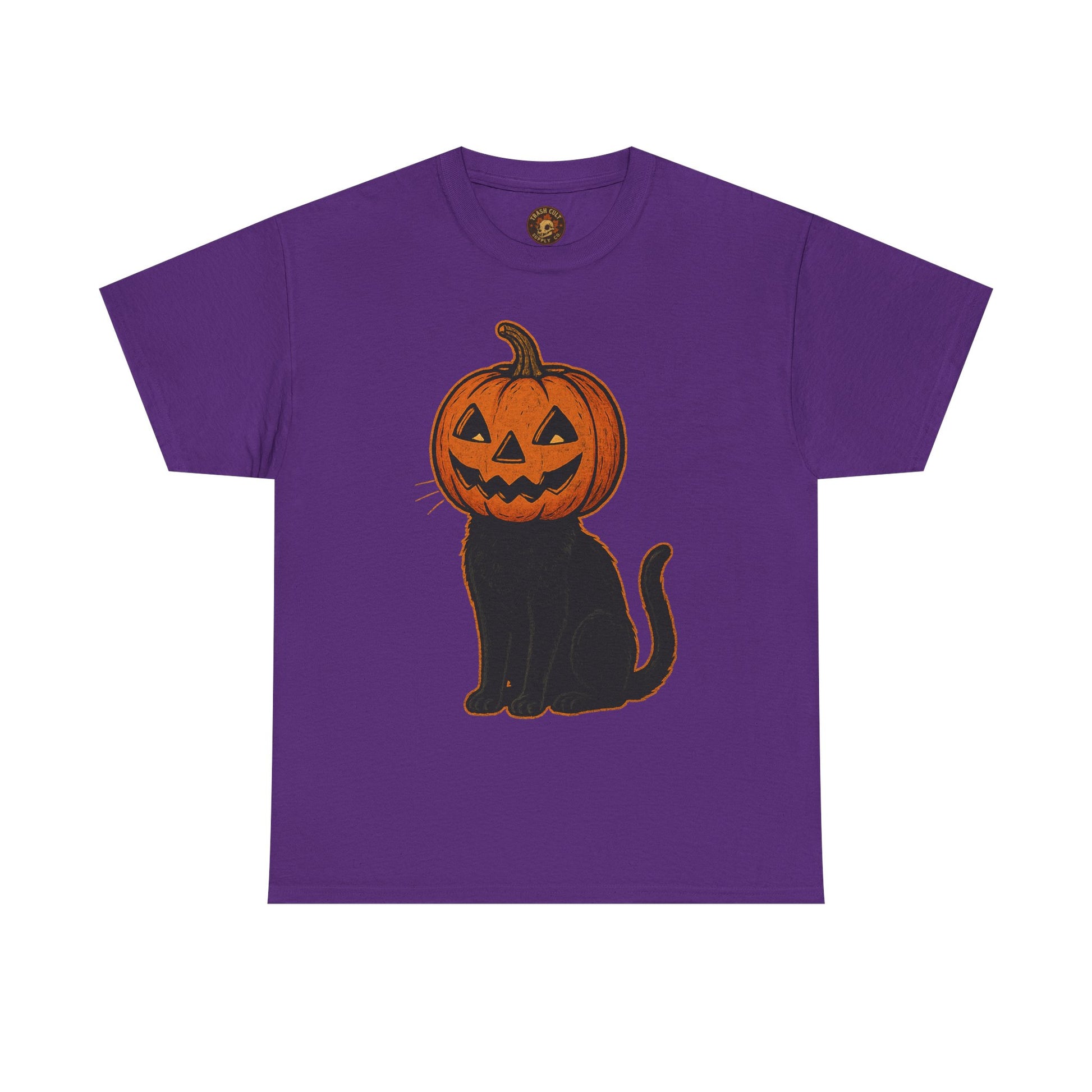 Black Cat Pumpkin Head Halloween T-Shirt – Jack O’Lantern Cat Design