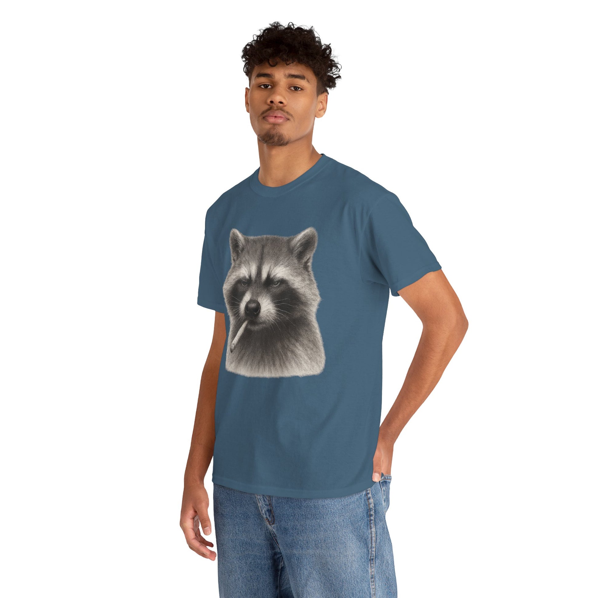 Dirty Harry Raccoon Halftone Shirt – Soft Grit Aesthetic, Smoking Trash Panda Graphic Tee